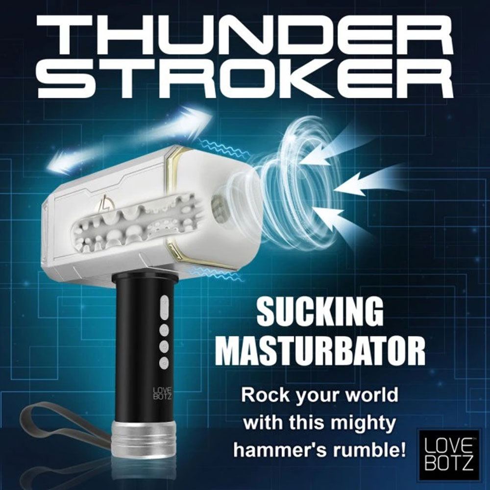 Thunder Stroker Power Sucking Masturbator - Silver | 848518054210 | Available at EroticWarehouse.com