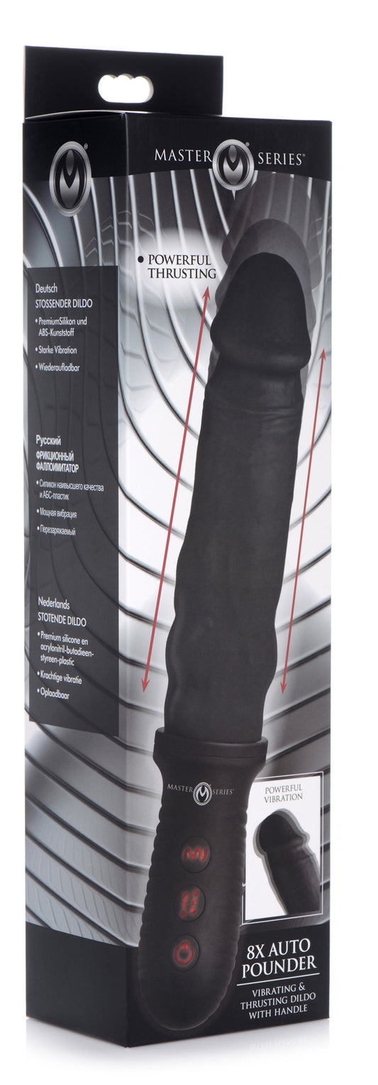 8x Auto Pounder Vibrating and Thrusting Dildo With Handle - Black | 848518036261 | Available at EroticWarehouse.com