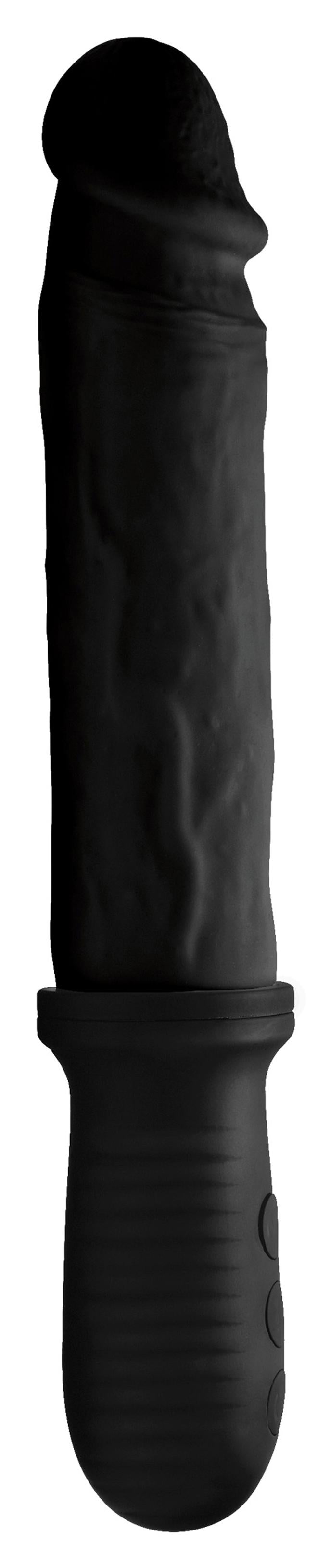 8x Auto Pounder Vibrating and Thrusting Dildo With Handle - Black | 848518036261 | Available at EroticWarehouse.com