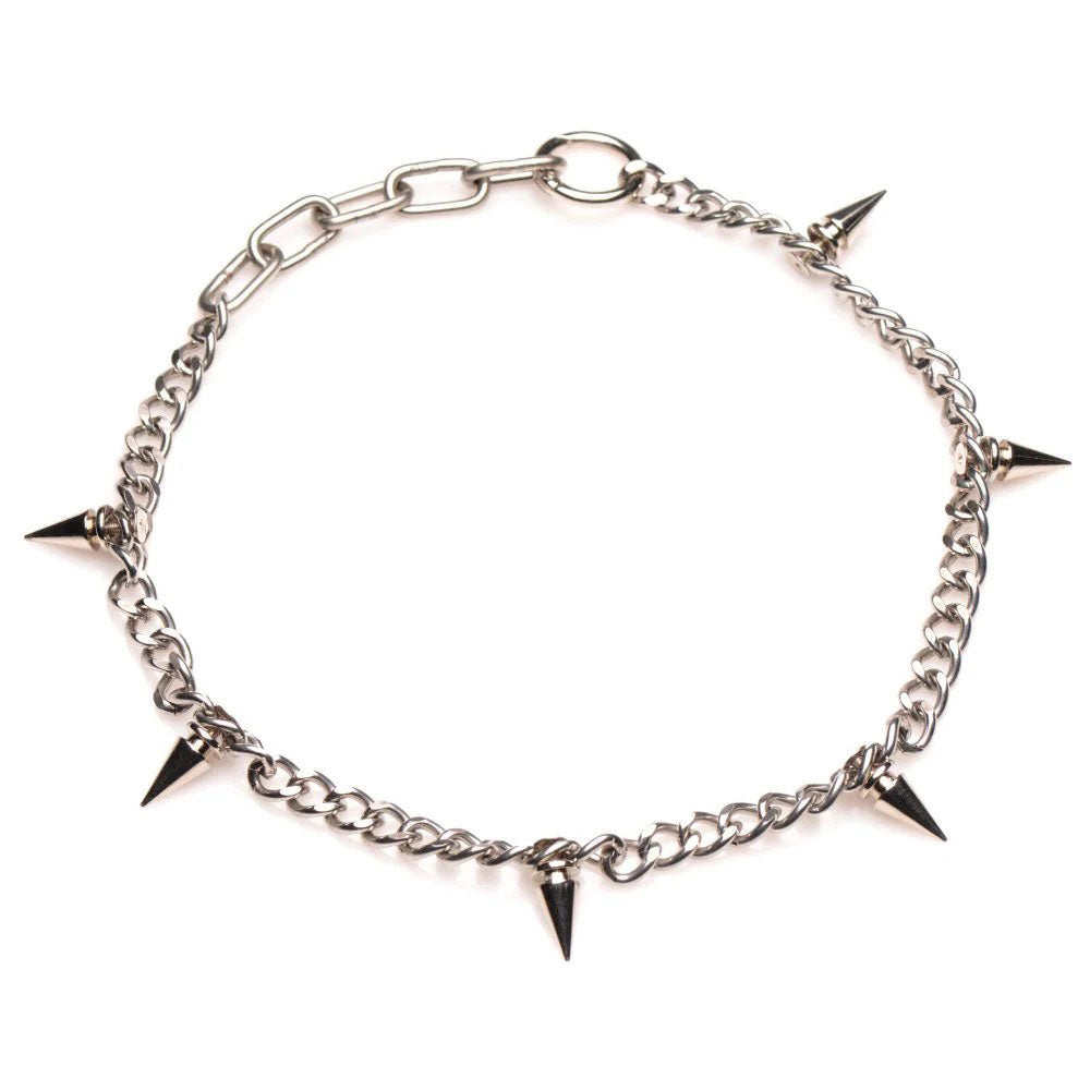 Punk Spiked Necklace Silver | 848518047601 | Available at EroticWarehouse.com