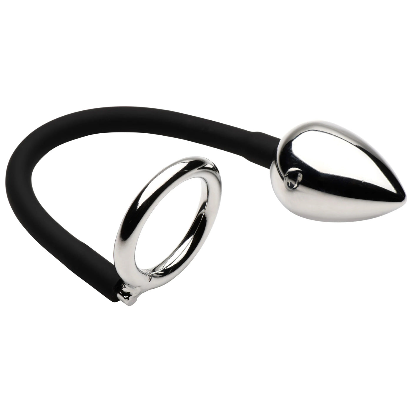 Tug Plus Plug Cock and Ball Ring With Anal Plug - Black | 848518053985 | Available at EroticWarehouse.com