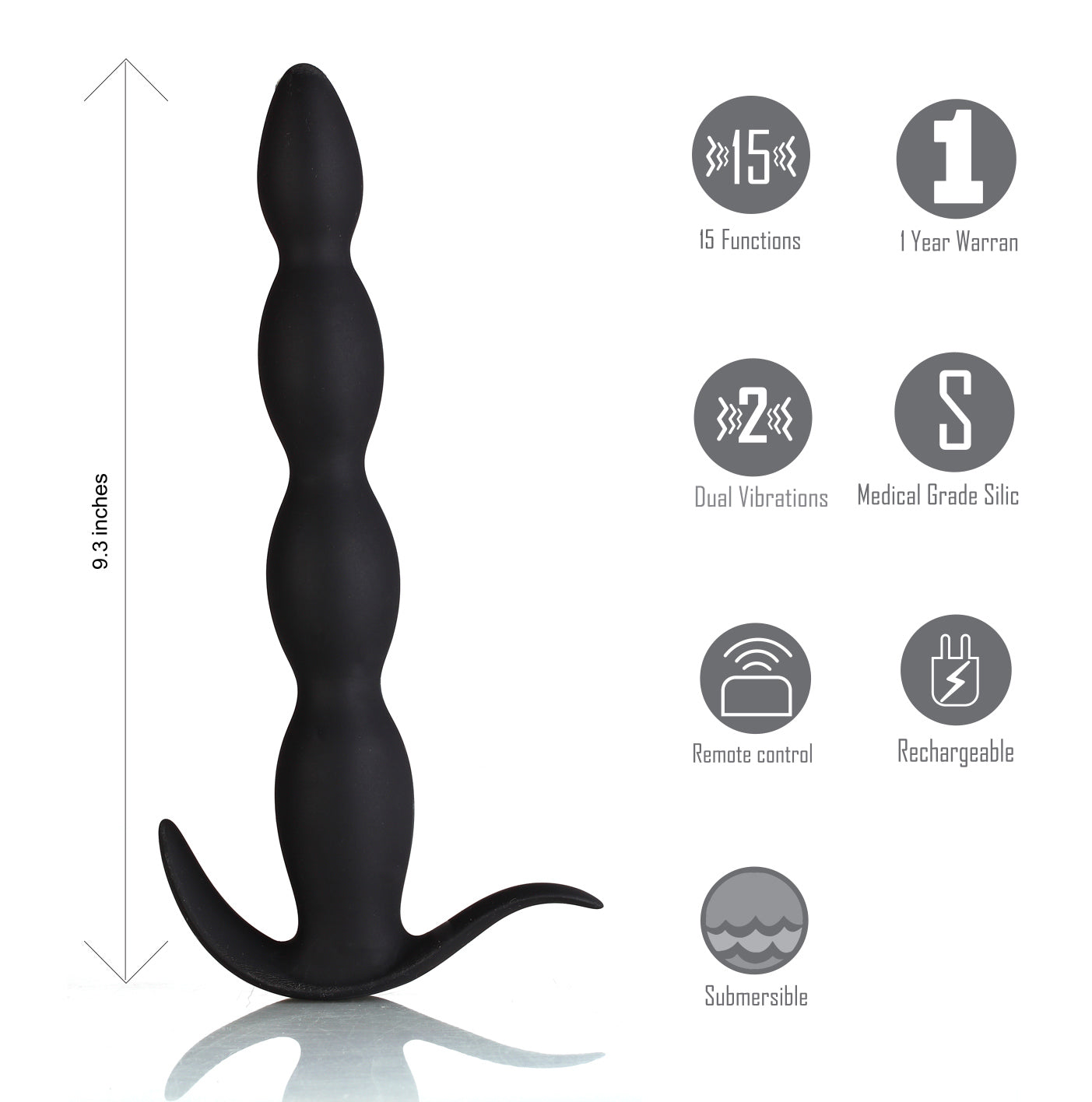 Mason Remote Control Silicone Butt Plug - Black | 5060311472861 | Available at EroticWarehouse.com