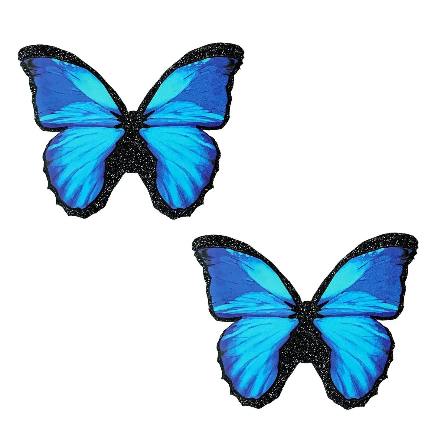 Beautiful Blue Black Glitter Butterfly Nipple Cover Pasties | 672975645168 | Available at EroticWarehouse.com