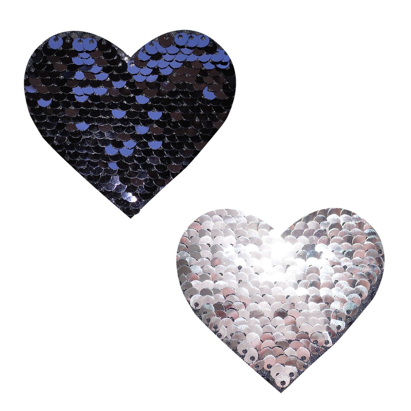 Sequin Medusa Magic Flip Black to Silver I Heart U Nipztix Pasties | 733074136053 | Available at EroticWarehouse.com