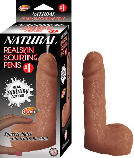 #1 Natural Realskin Squirting Penis - Brown | 782631284102 | Available at EroticWarehouse.com