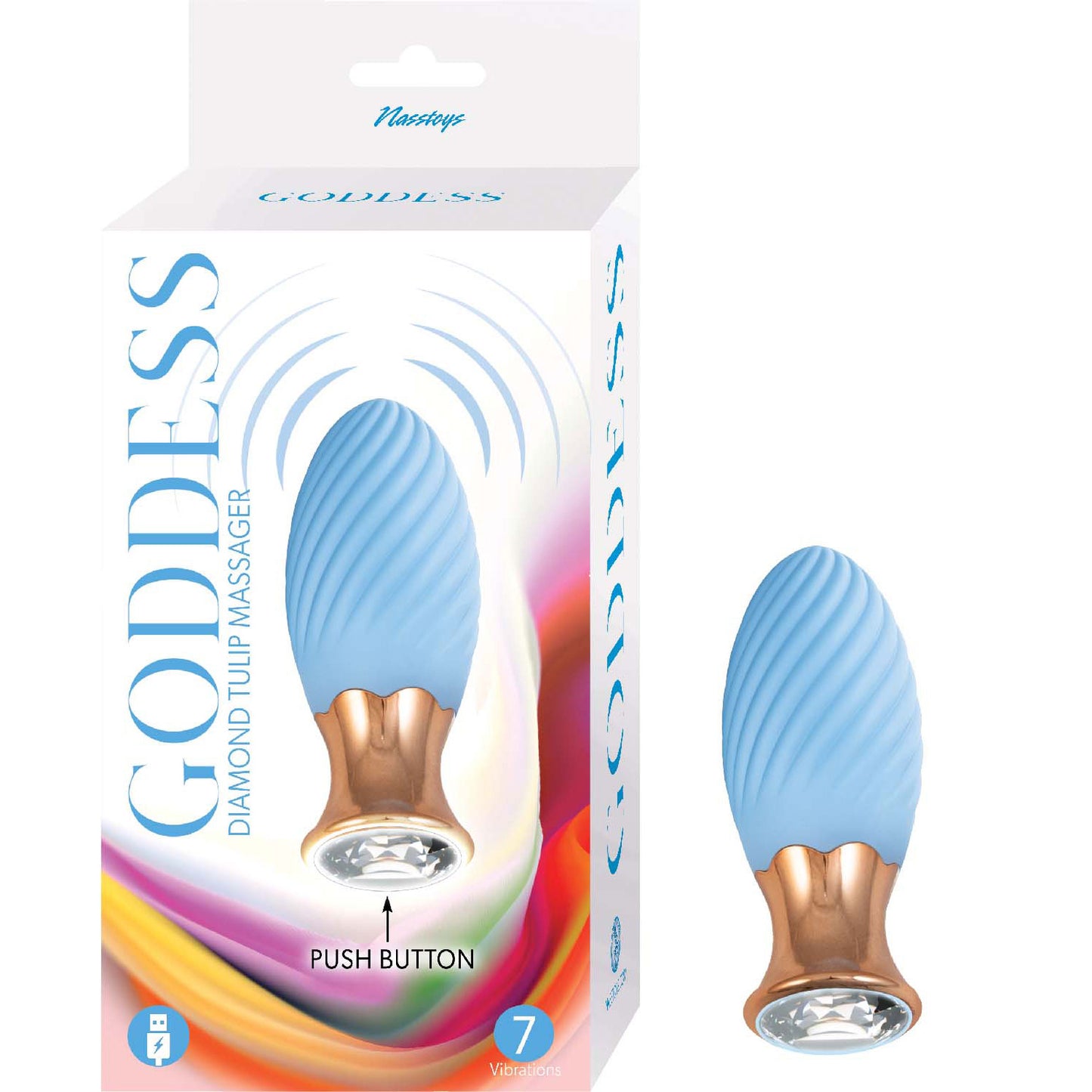 Goddess Diamond Tulip Massager - Blue | 782631320909 | Available at EroticWarehouse.com