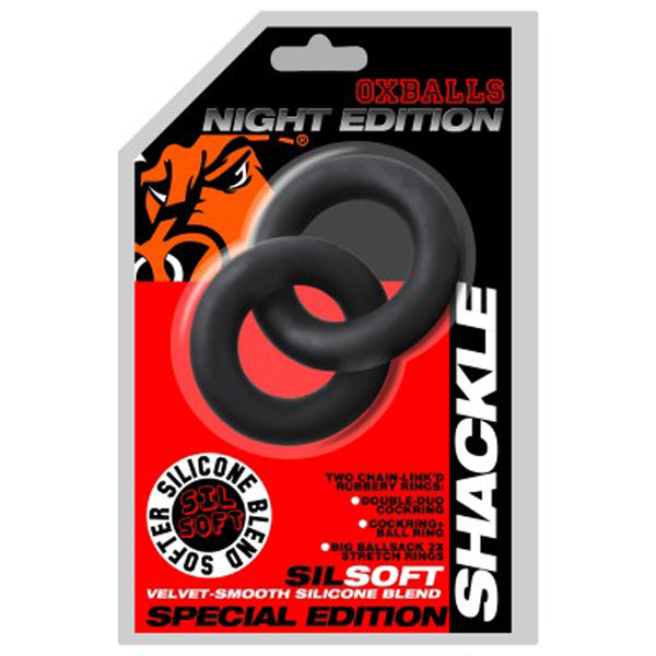 Shackle Double Link'd Cock/ball Rings - Black | 840215126511 | Available at EroticWarehouse.com