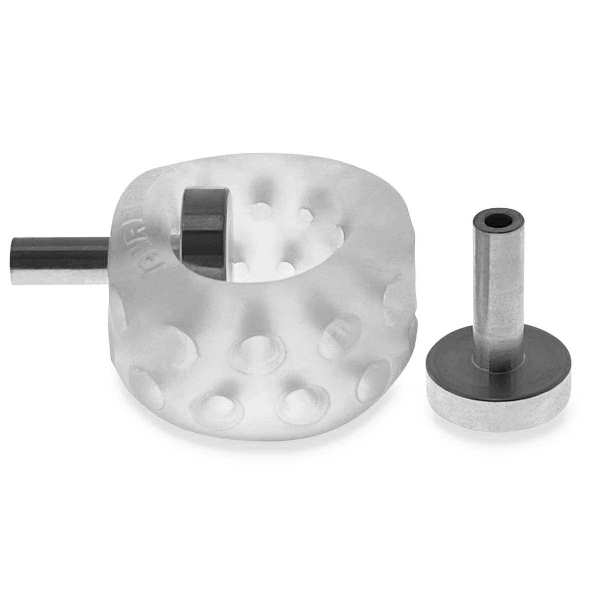 Airballs Electro Air-Lite Ballstretcher With Two 4mm Electro Contact - Clear Ice | 840215122629 | Available at EroticWarehouse.com