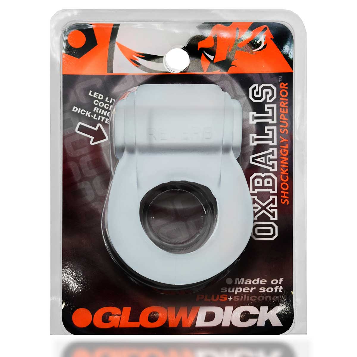 Glow Dick Cock Ring With Led - Clear Ice | 840215122711 | Available at EroticWarehouse.com