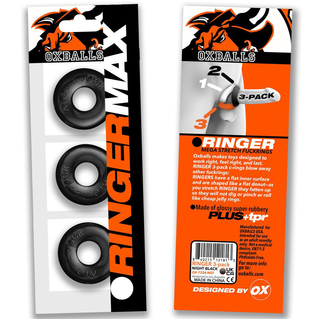 Ringer Max 3-Pack - Black | 840215124401 | Available at EroticWarehouse.com