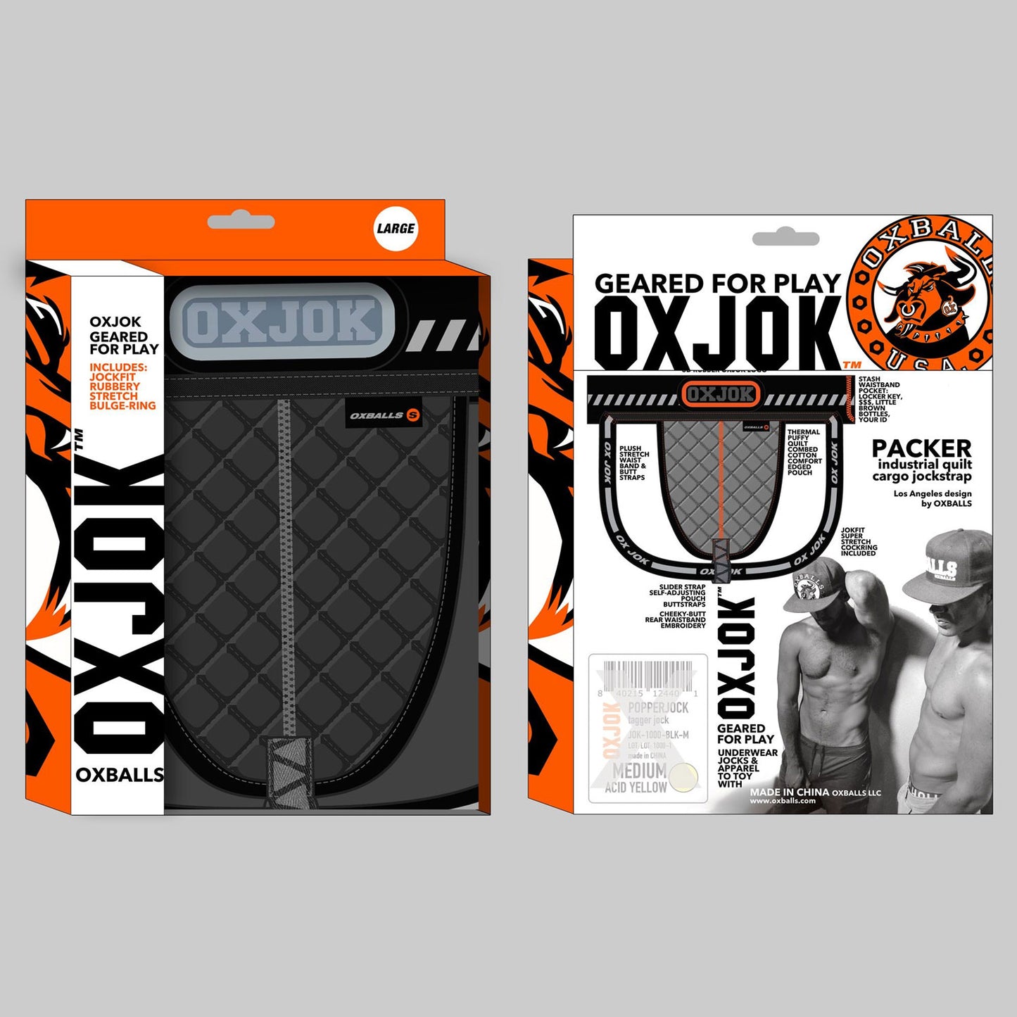 Packer Industrial Quilted Cargo Strapjock Black Puff Xl | 840215125873 | Available at EroticWarehouse.com
