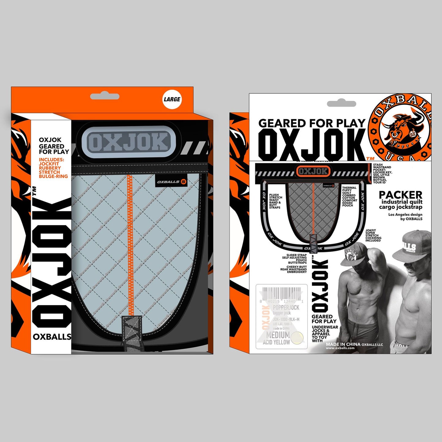 Packer Industrial Quilted Cargo Strapjock Mist Heather Large | 840215125811 | Available at EroticWarehouse.com
