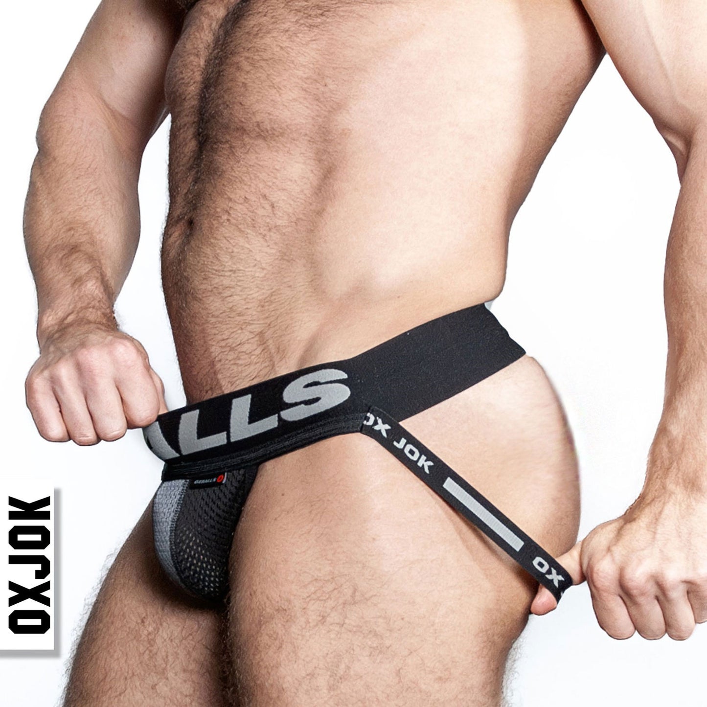 Airmesh Upthrust Slider-Strap Jock Tar Black Large | 840215125965 | Available at EroticWarehouse.com