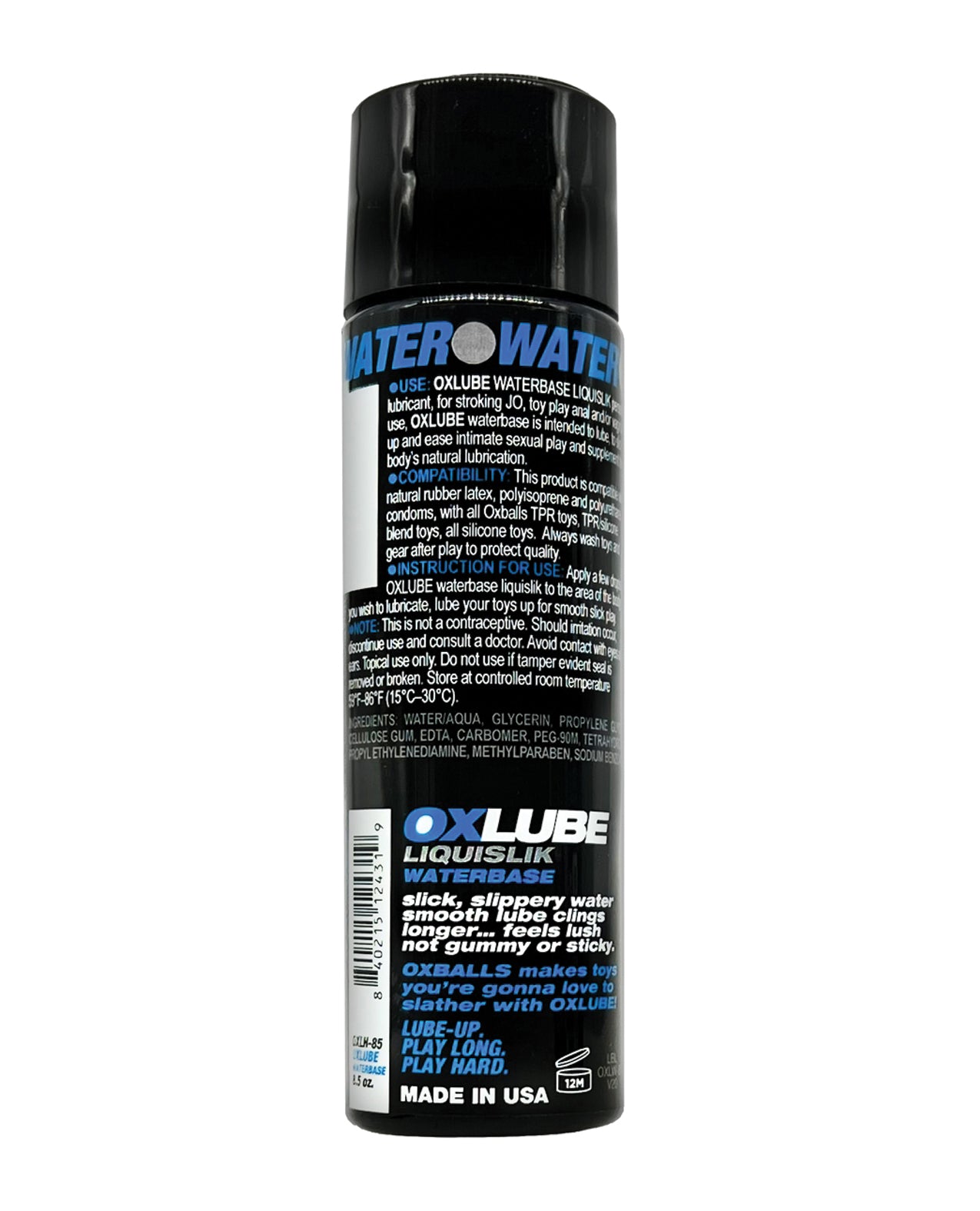 Oxlube Waterbased 8.5 Oz | 840215124319 | Available at EroticWarehouse.com