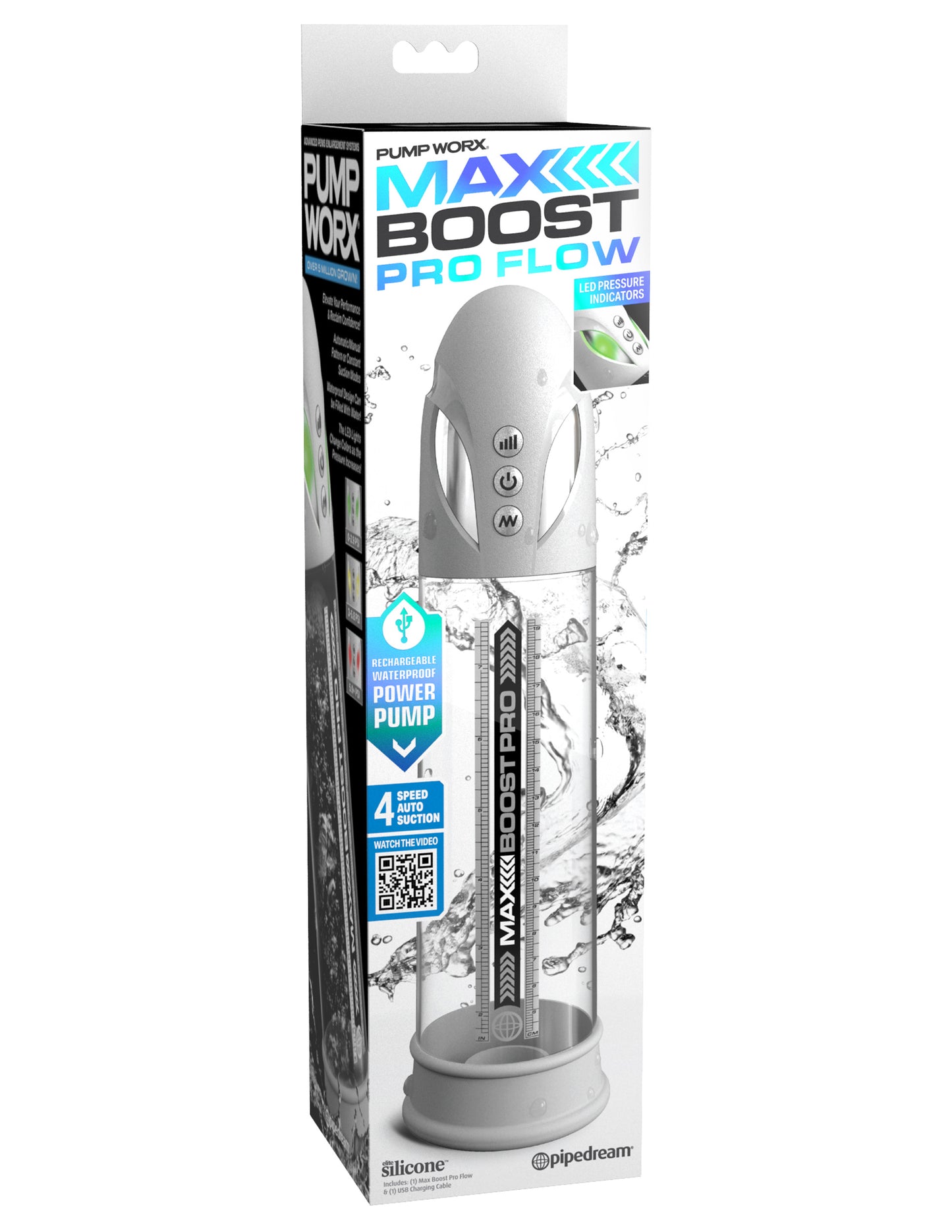 Max Boost Pro Flow - White/clear | 603912775211 | Available at EroticWarehouse.com
