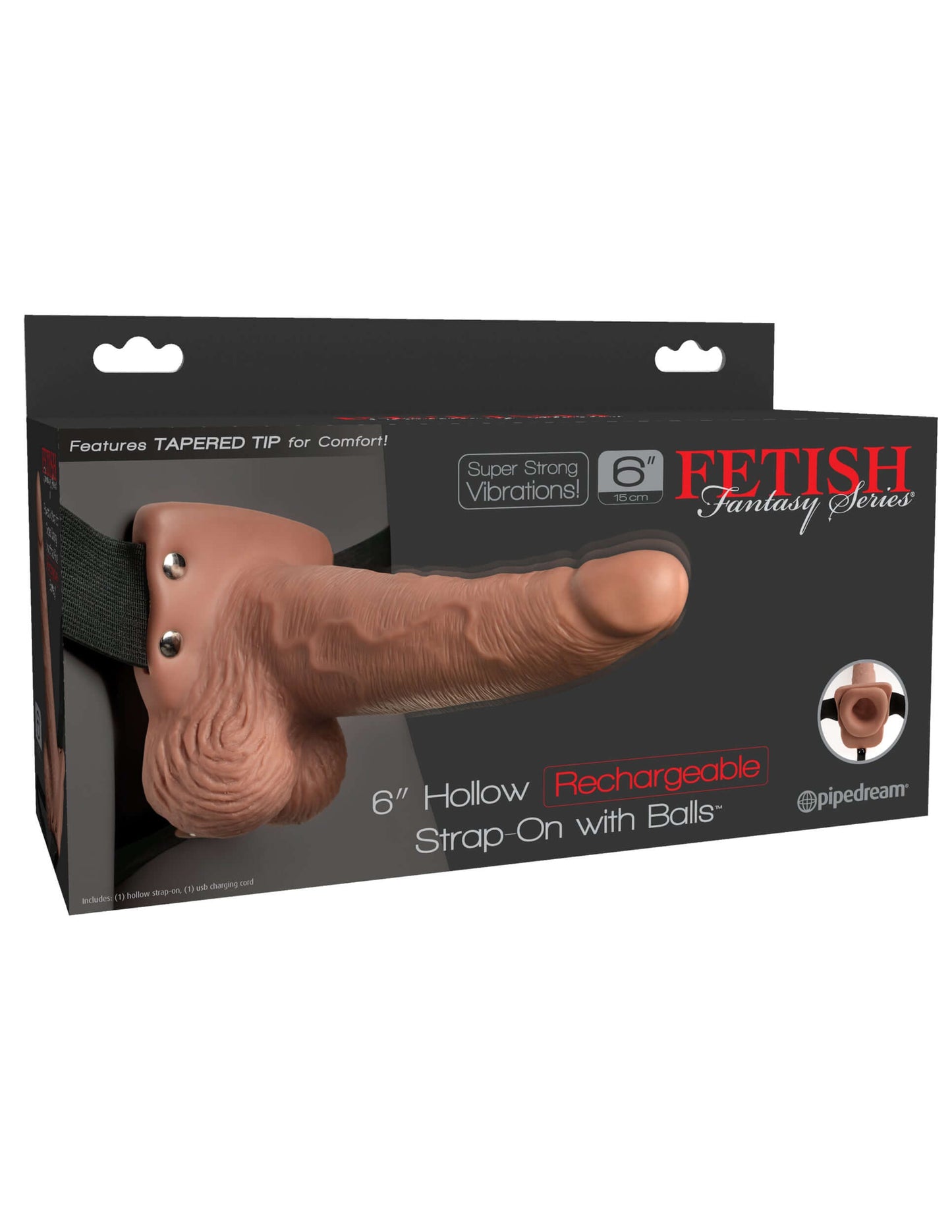 Fetish Fantasy Series 6 Inch Hollow Rechargeable Strap-on With Balls - Tan | 603912759211 | Available at EroticWarehouse.com