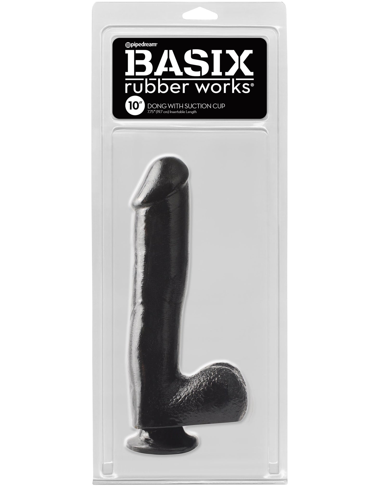 Basix Rubber Works - 10 Inch Dong With Suction Cup - Black | 603912263619 | Available at EroticWarehouse.com