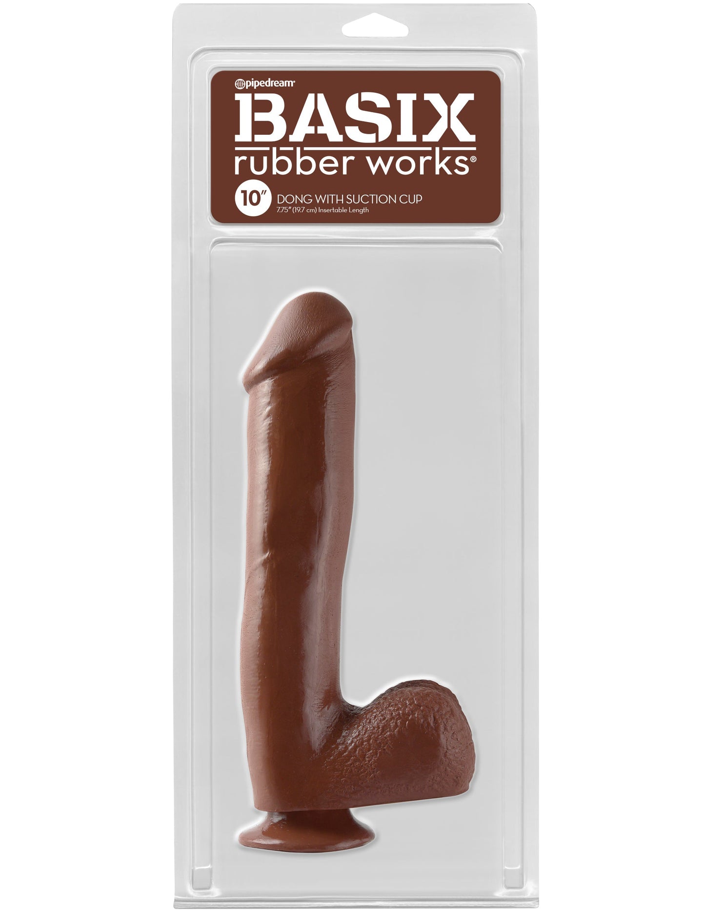 Basix Rubber Works - 10 Inch Dong With Suction - Brown | 603912235845 | Available at EroticWarehouse.com