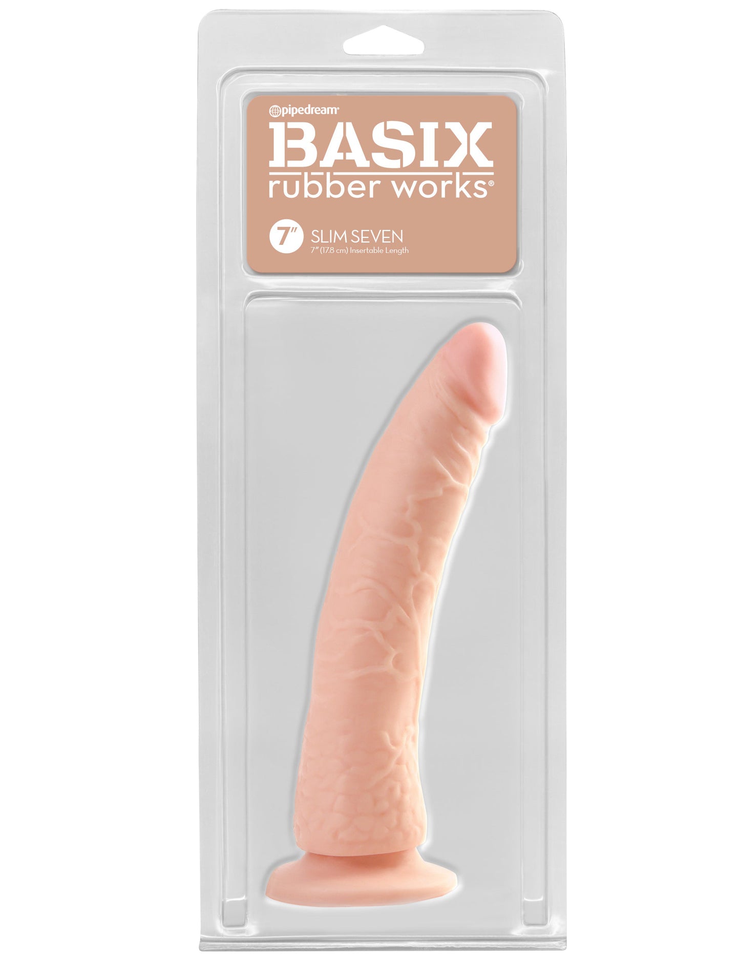 Basix Rubber Works - Slim 7 Inch With Suction Cup - Flesh | 603912236859 | Available at EroticWarehouse.com