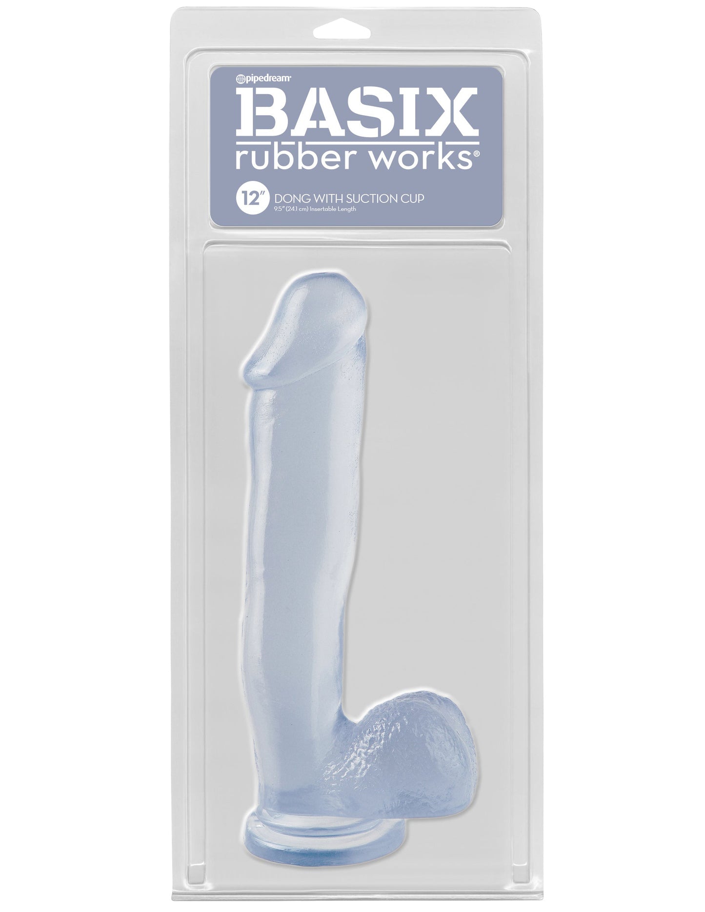 Basix Rubber Works 12 Inch Dong With Suction Cup - Clear | 603912293715 | Available at EroticWarehouse.com