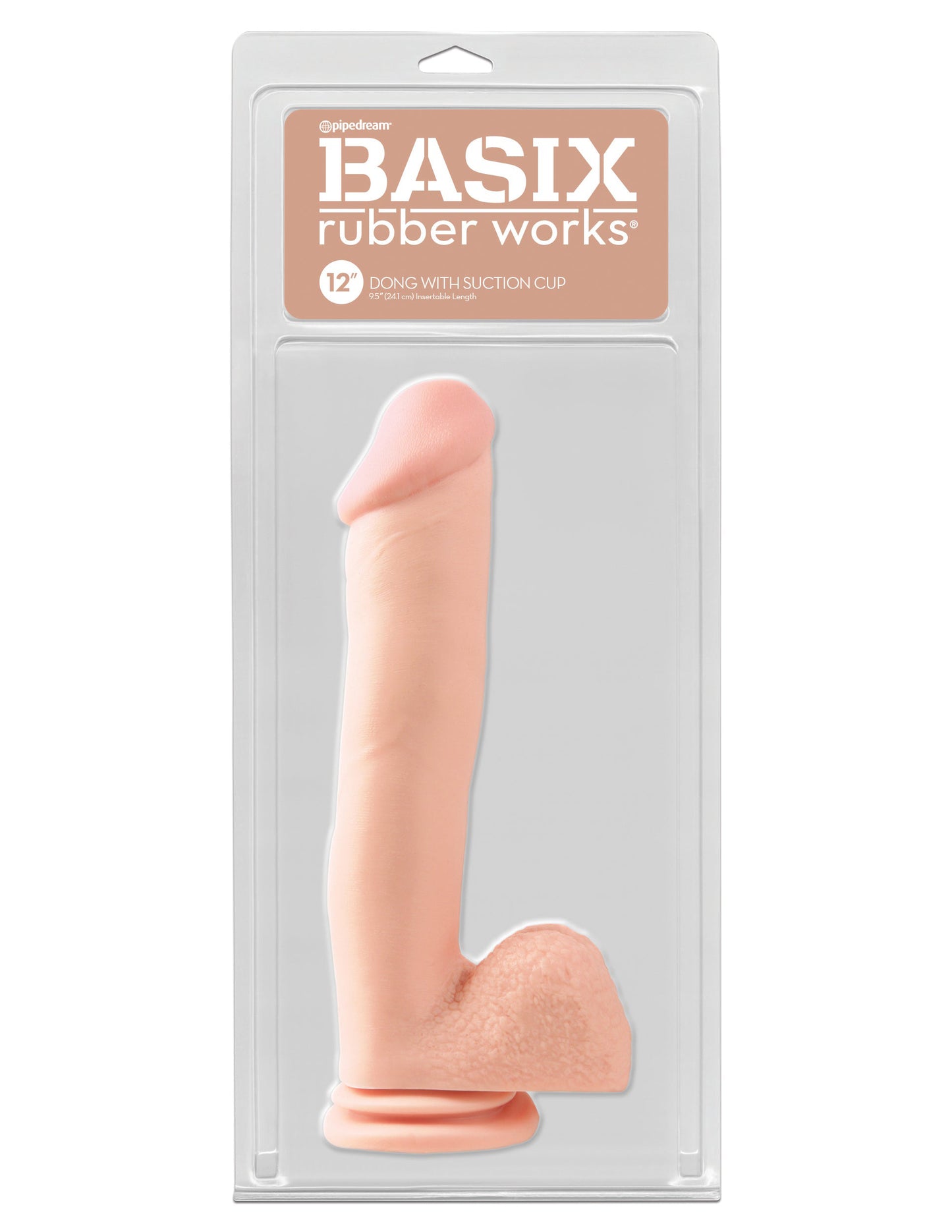 Basix Rubber Works 12 Inch Dong With Suction Cup - Light | 603912293708 | Available at EroticWarehouse.com
