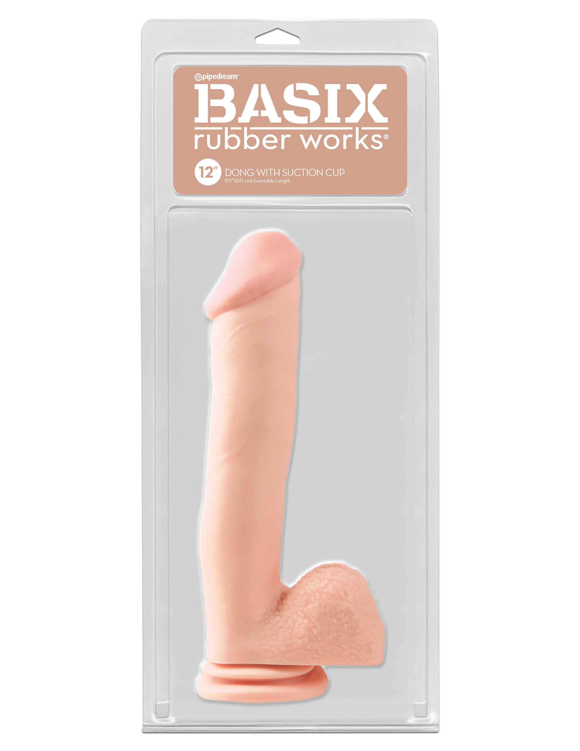 Basix Rubber Works 12 Inch Dong With Suction Cup - Light | 603912293708 | Available at EroticWarehouse.com
