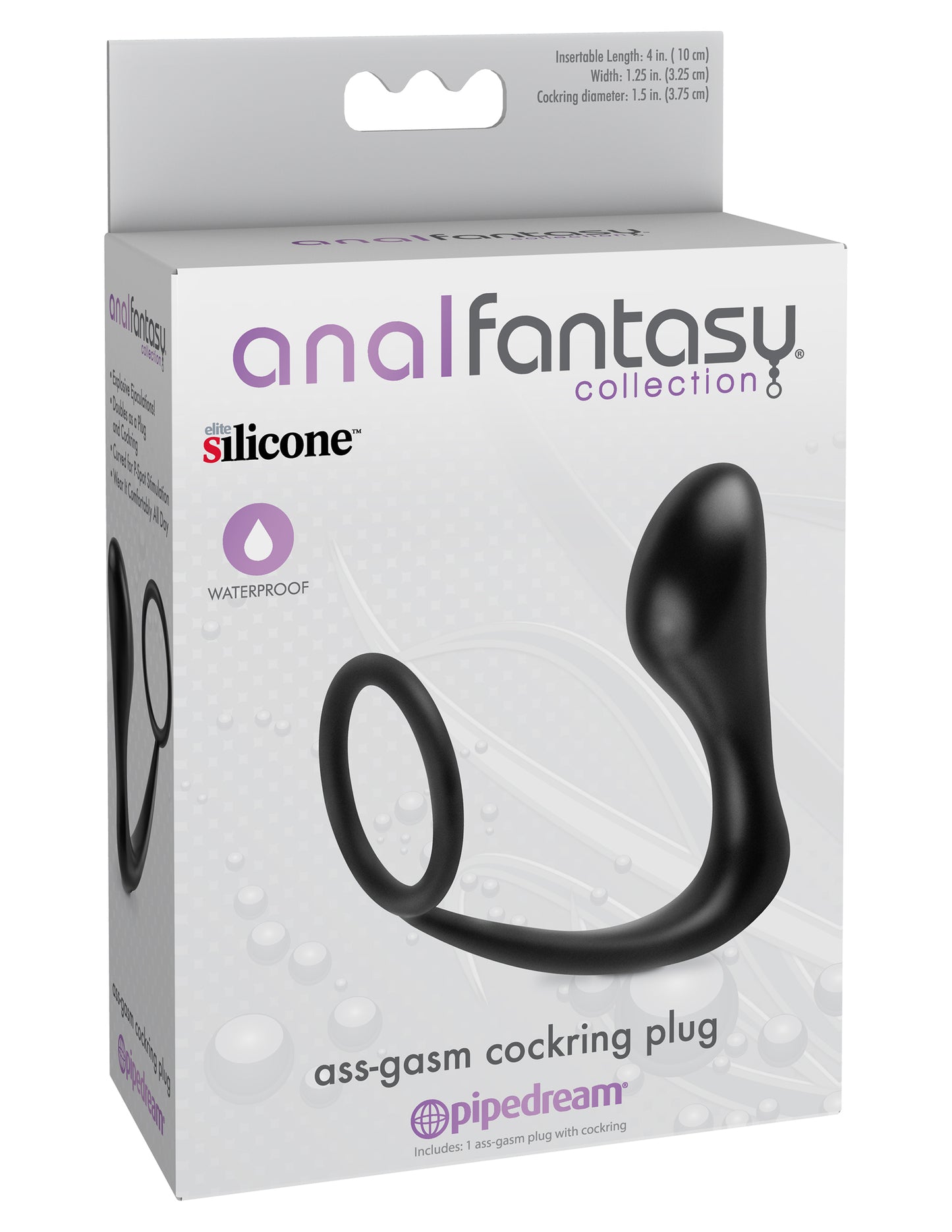 Anal Fantasy Collection Ass Gasm Cockring Plug - Black | 603912332193 | Available at EroticWarehouse.com