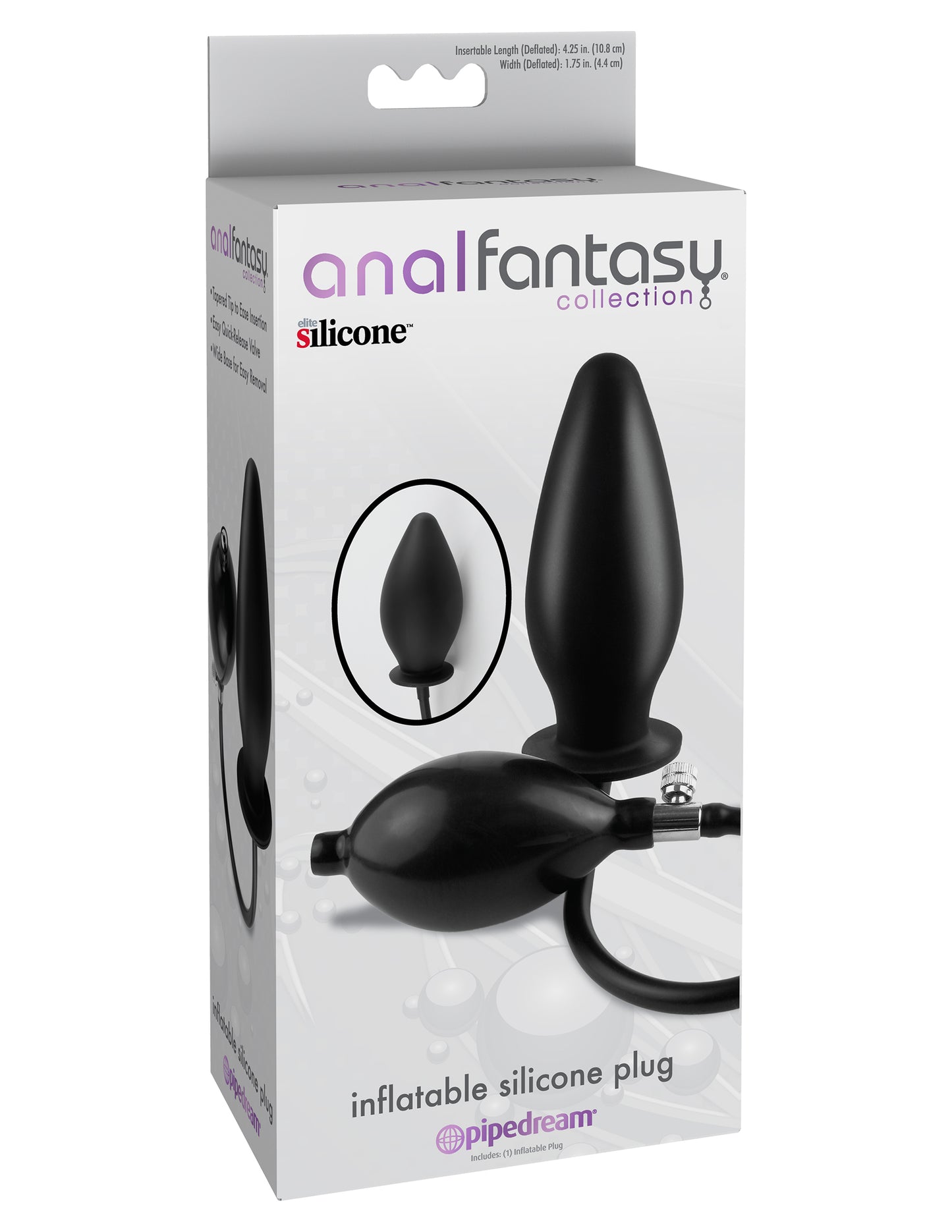 Anal Fantasy Collection Inflatable Silicone Plug - Black | 603912332636 | Available at EroticWarehouse.com