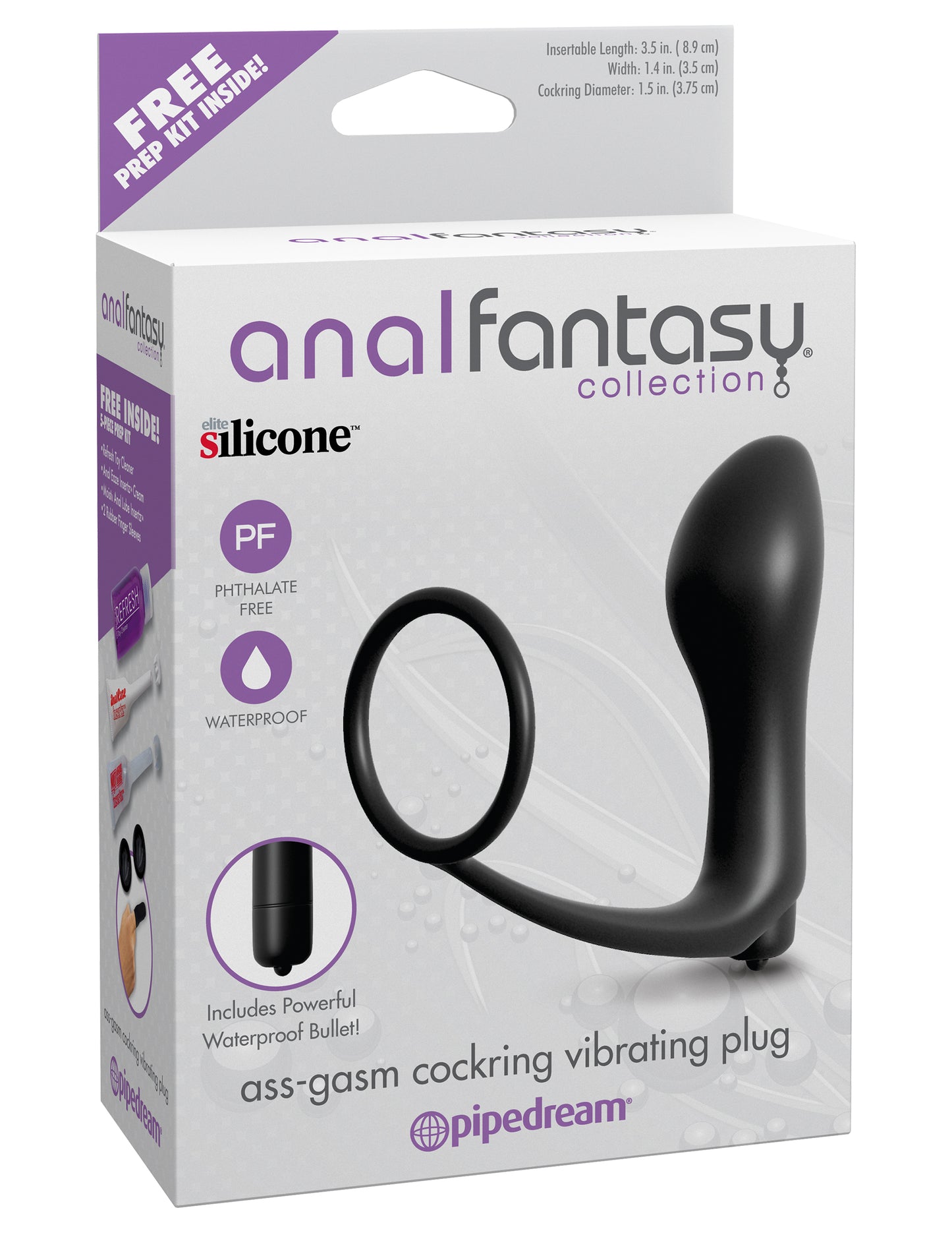 Anal Fantasy Collection Ass Gasm Cockring Vibrating Plug | 603912363388 | Available at EroticWarehouse.com