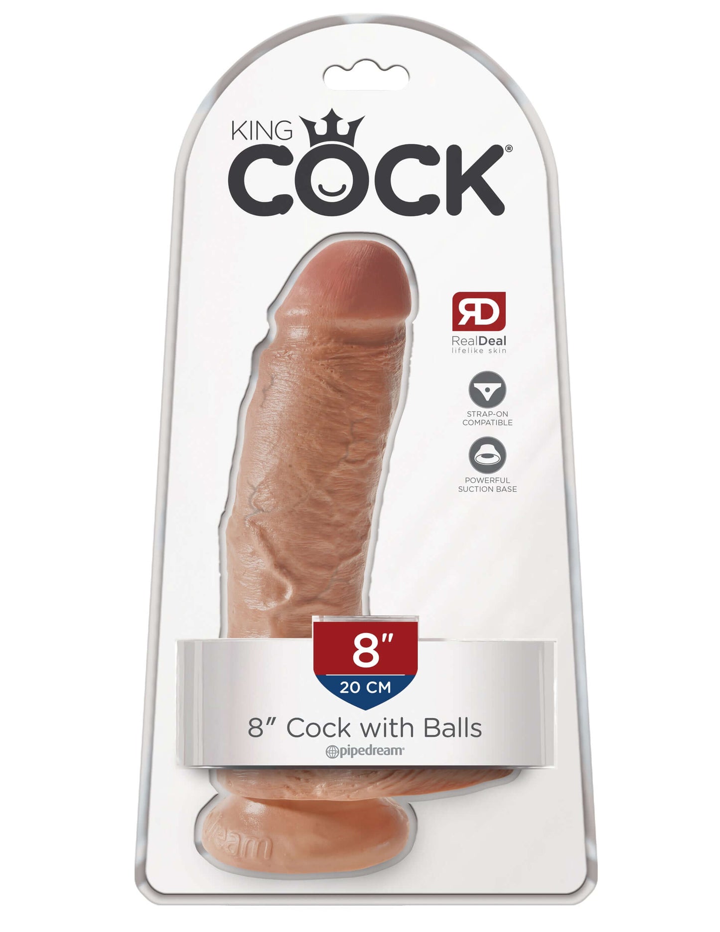King Cock 8 Inch Cock With Balls - Tan | 603912746365 | Available at EroticWarehouse.com