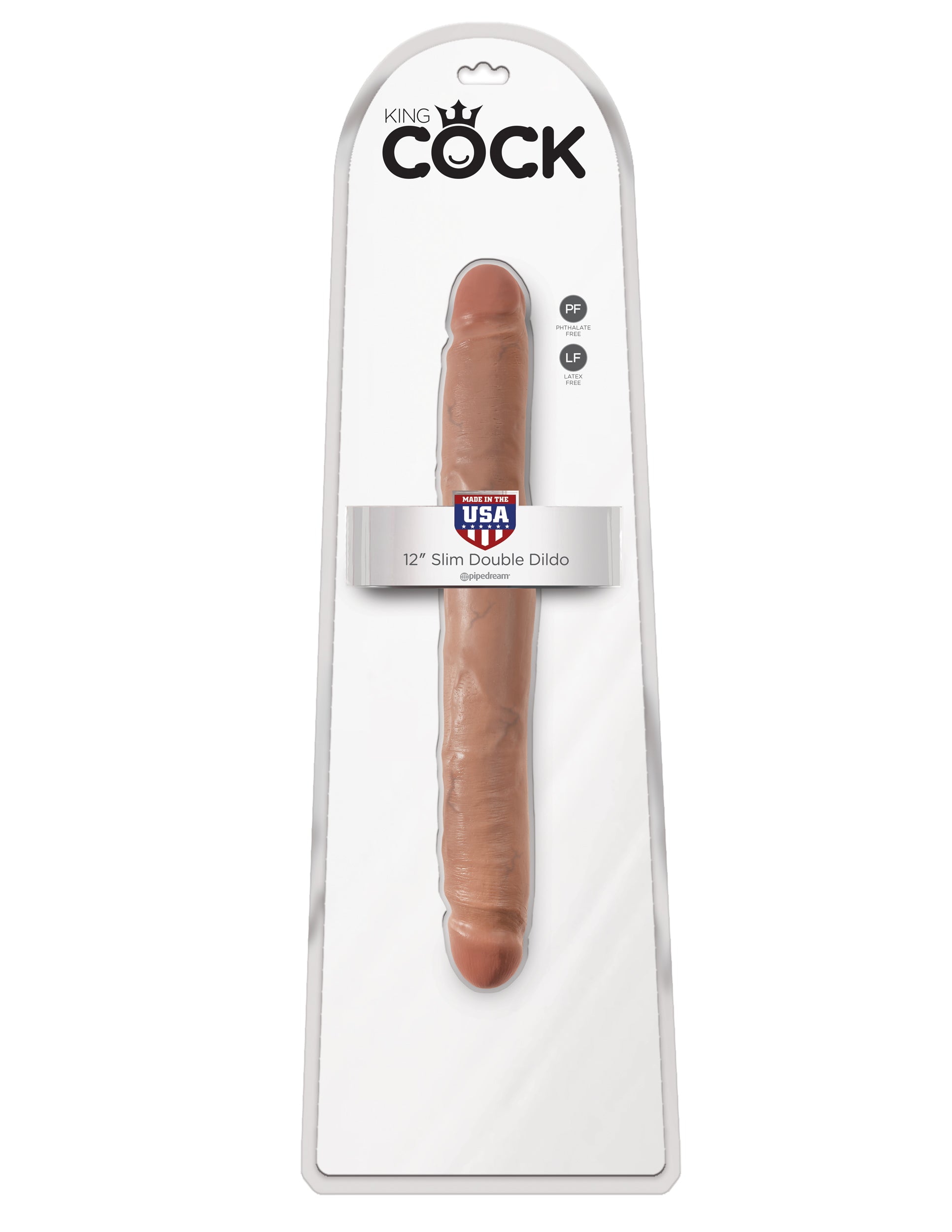 King Cock 12 Inch Slim Double Dildo - Tan | 603912746457 | Available at EroticWarehouse.com