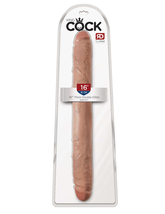 King Cock 16 Inch Thick Double Dildo - Tan | 603912746471 | Available at EroticWarehouse.com