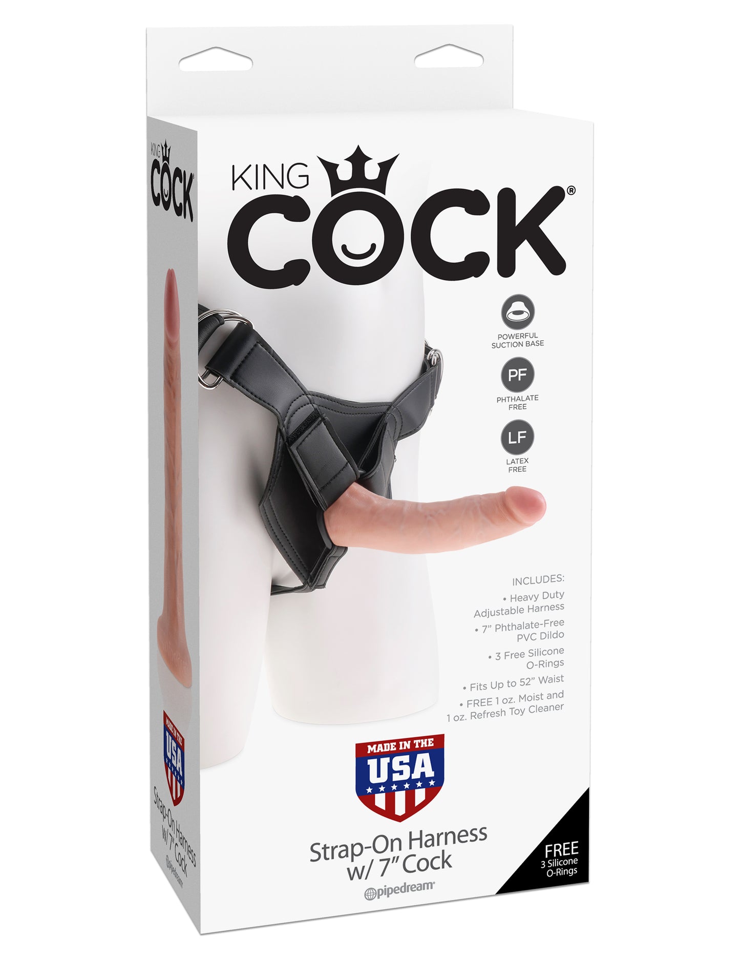 King Cock Strap on Harness With 7 Inch Cock - Flesh | 603912361261 | Available at EroticWarehouse.com
