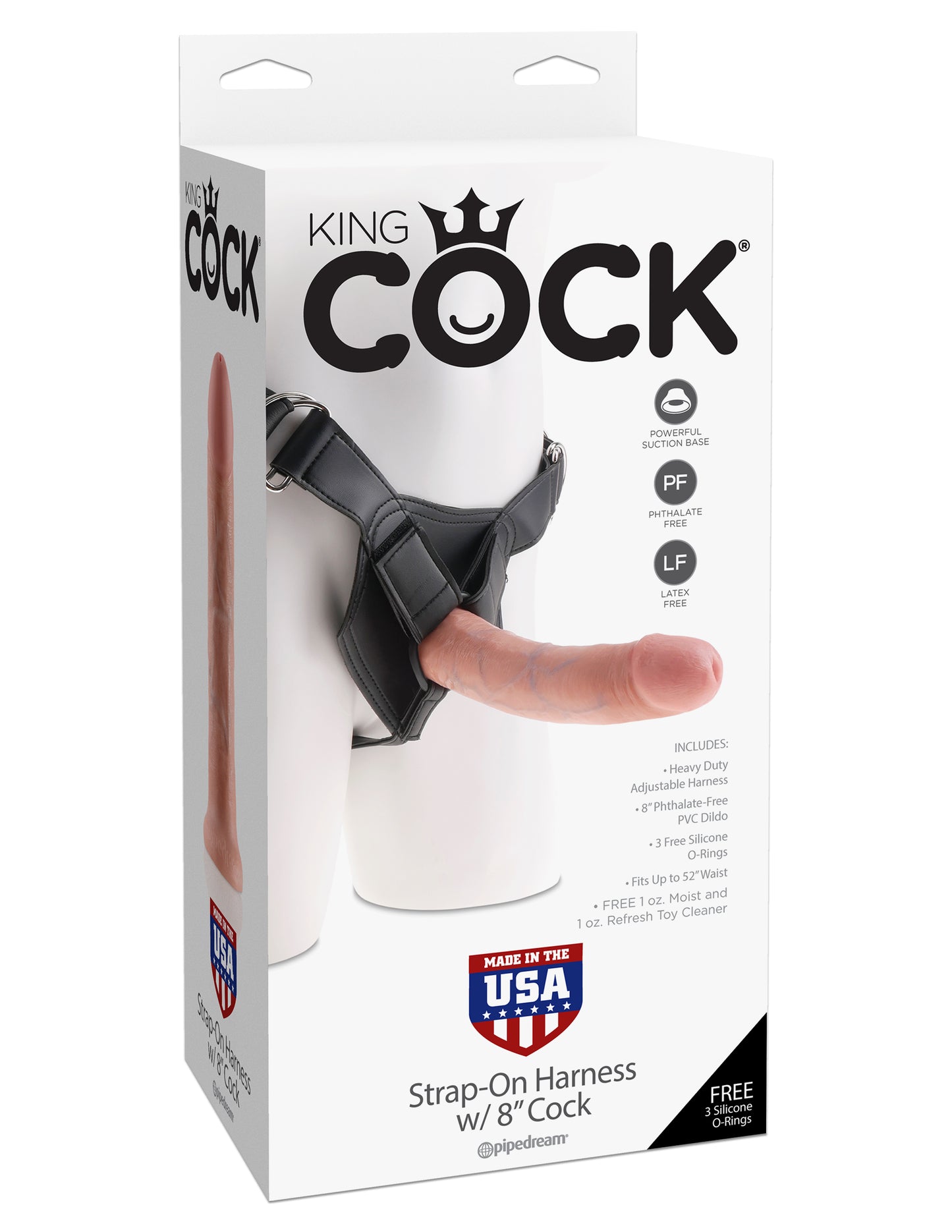 King Cock Strap on Harness With 8 Inch Cock - Flesh | 603912361278 | Available at EroticWarehouse.com