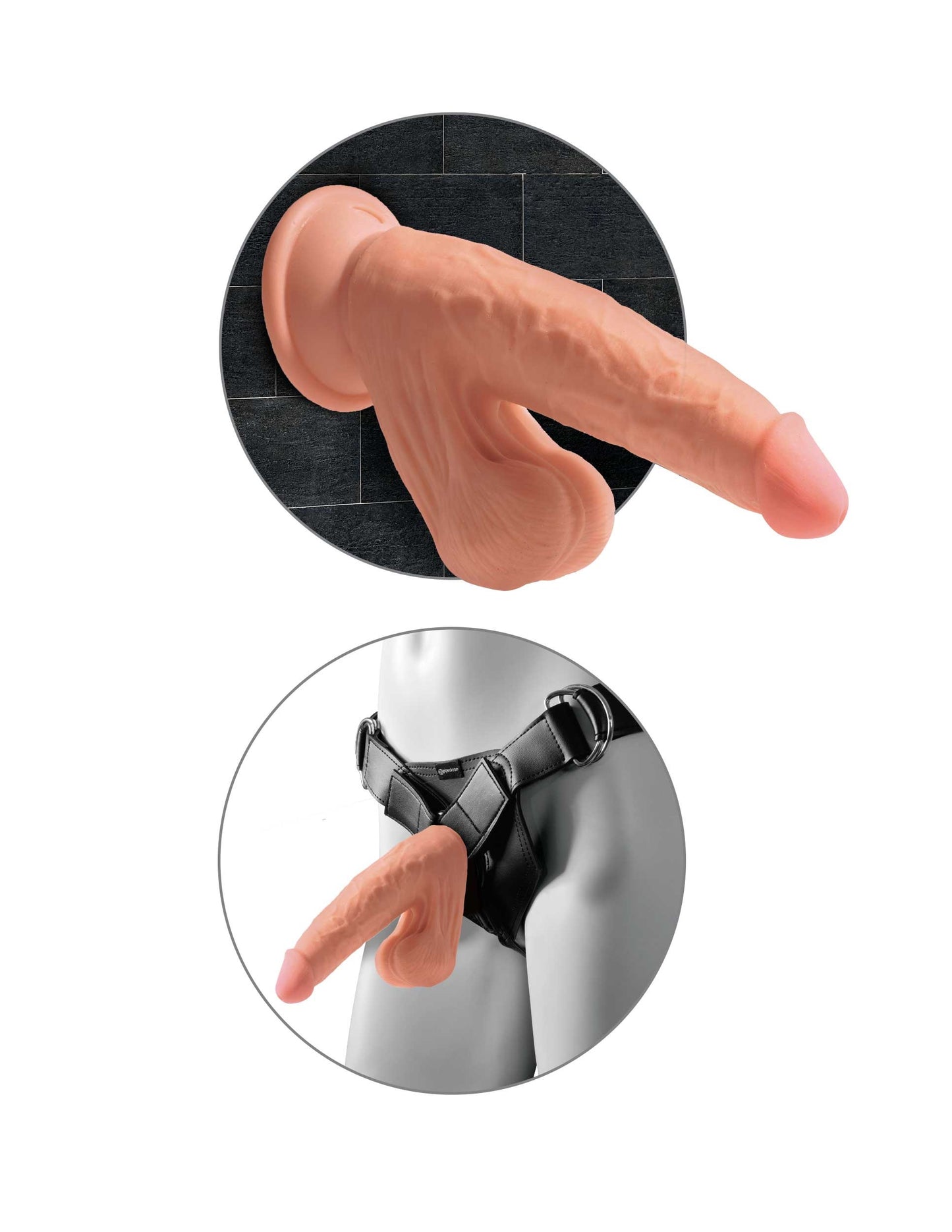 7 Inch Triple Density Cock With Swinging Balls - Tan | 603912770551 | Available at EroticWarehouse.com