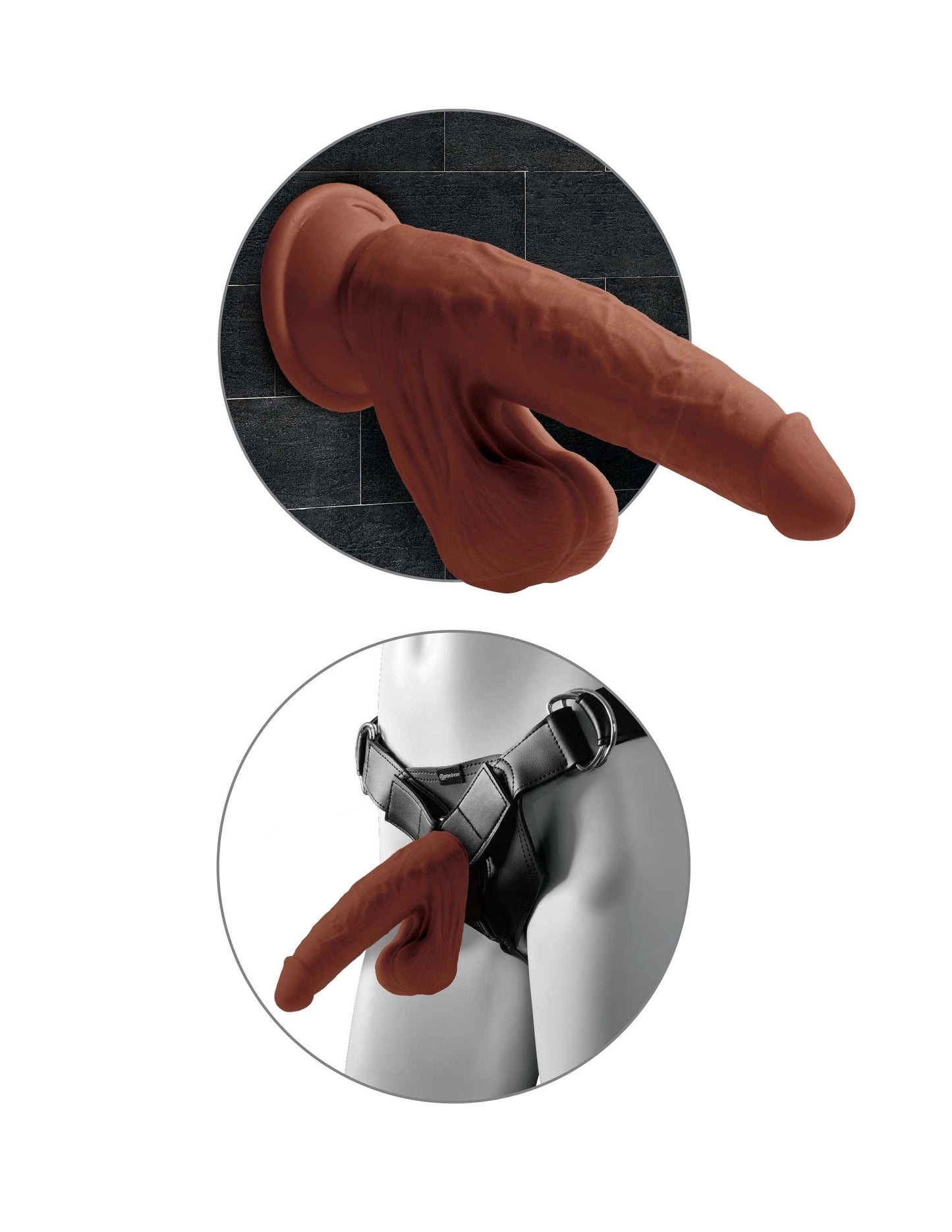 8 Inch Triple Density Cock With Swinging Balls - Brown | 603912770568 | Available at EroticWarehouse.com