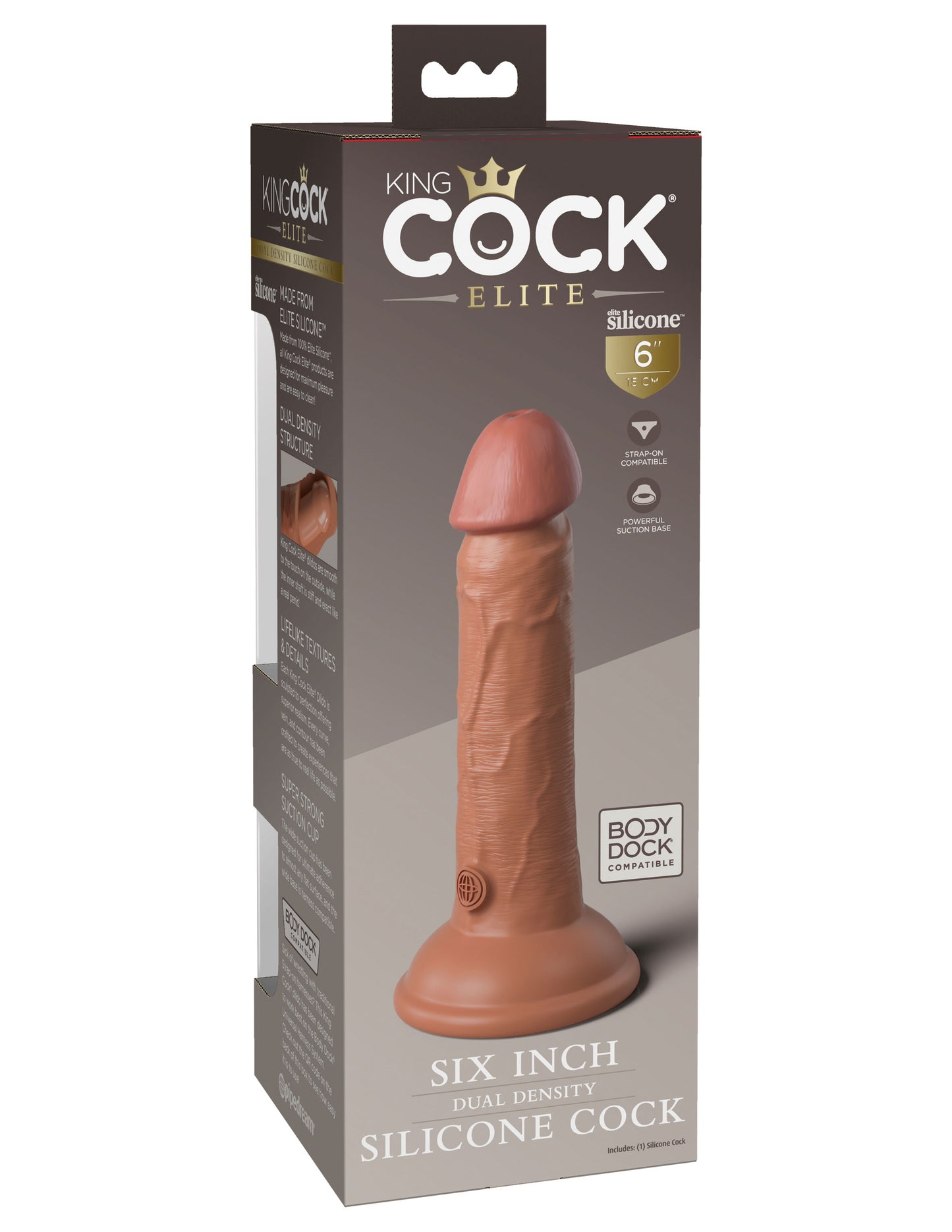 King Cock Elite 6 Inch Silicone Dual Density Cock - Tan | 603912769272 | Available at EroticWarehouse.com