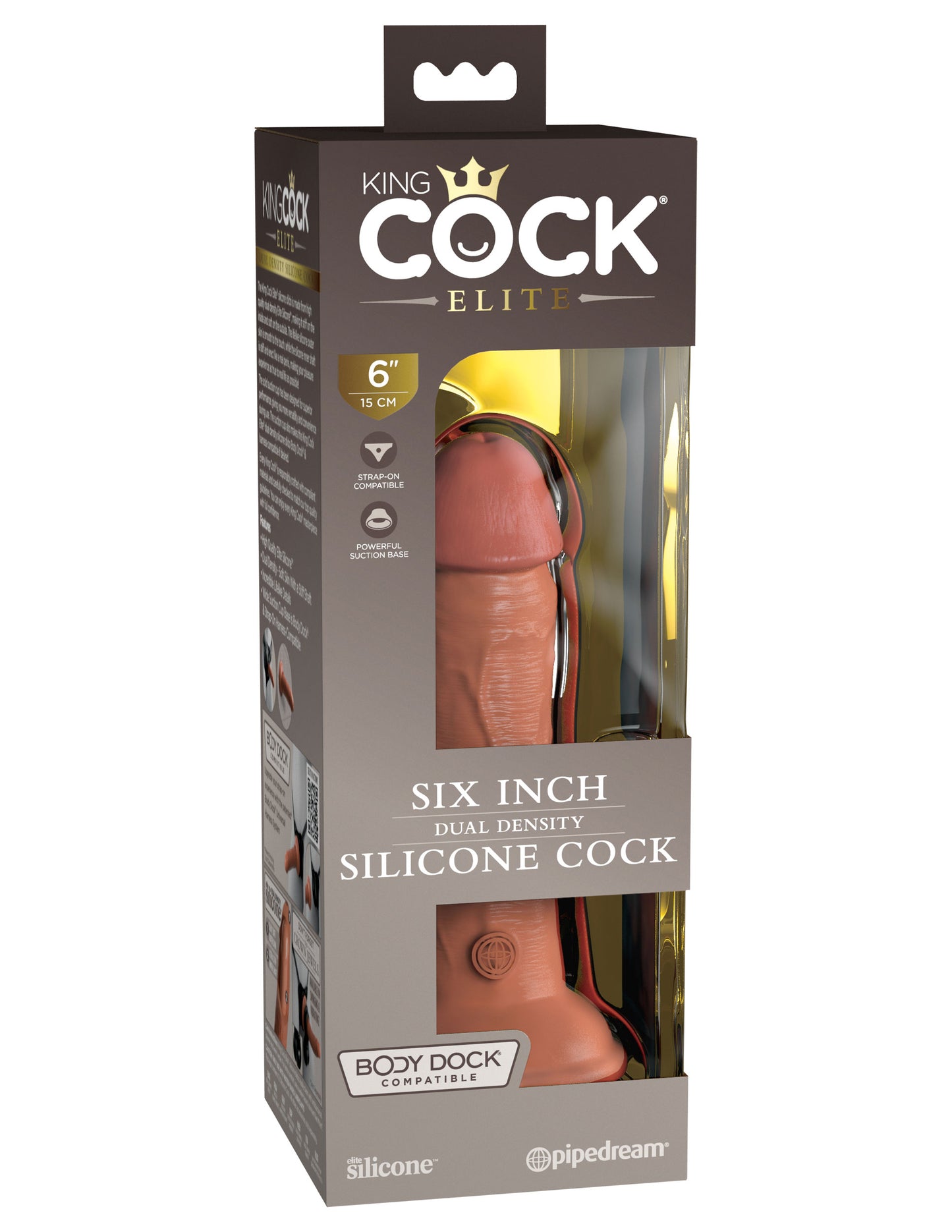 King Cock Elite 6 Inch Silicone Dual Density Cock - Tan | 603912769272 | Available at EroticWarehouse.com