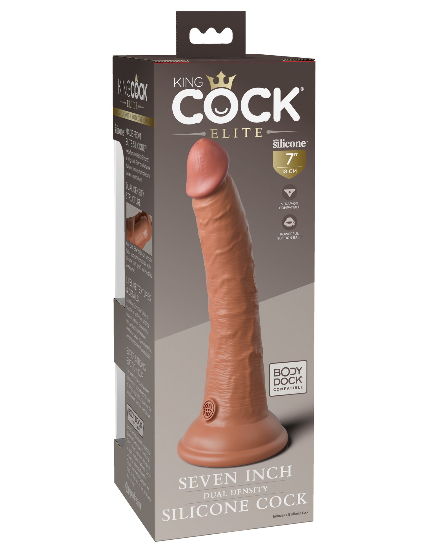 King Cock Elite 7 Inch Dual Density Silicone Cock - Tan | 603912769296 | Available at EroticWarehouse.com