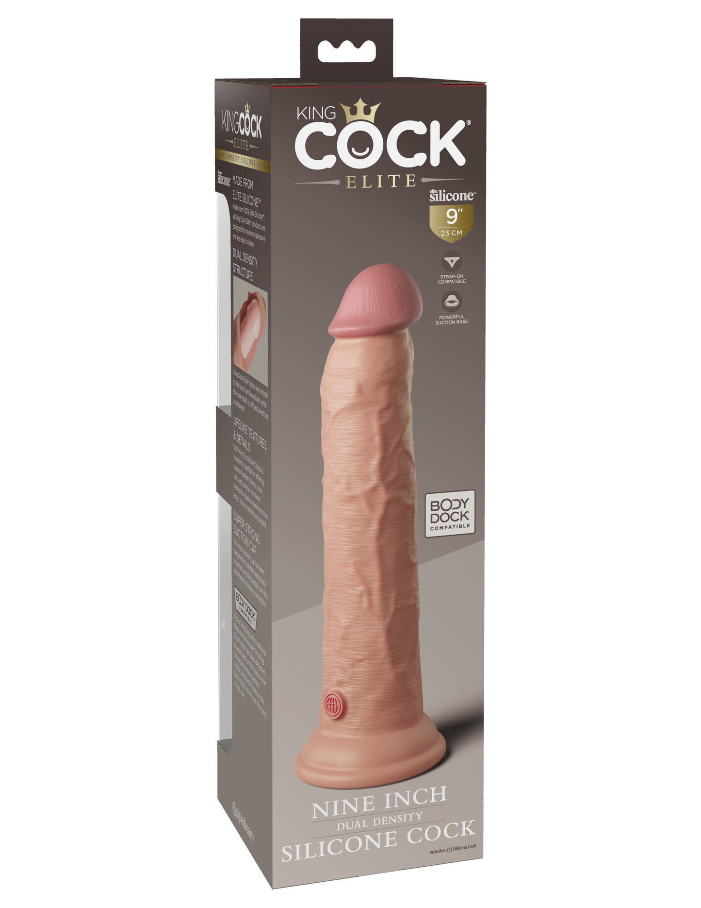 King Cock Elite 9 Inch Silicone Dual Density Cock - Light | 603912769340 | Available at EroticWarehouse.com