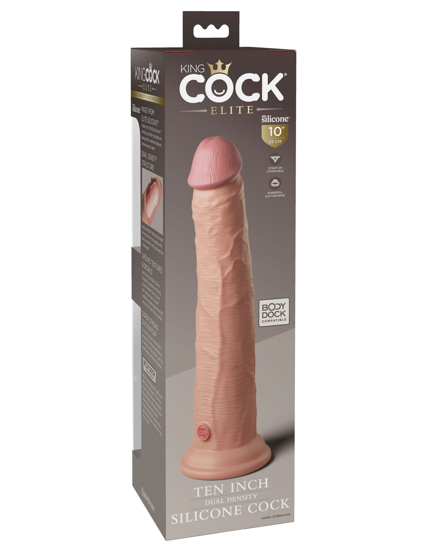 King Cock Elite 10 Inch Dual Density Silicone Cock - Light | 603912769357 | Available at EroticWarehouse.com