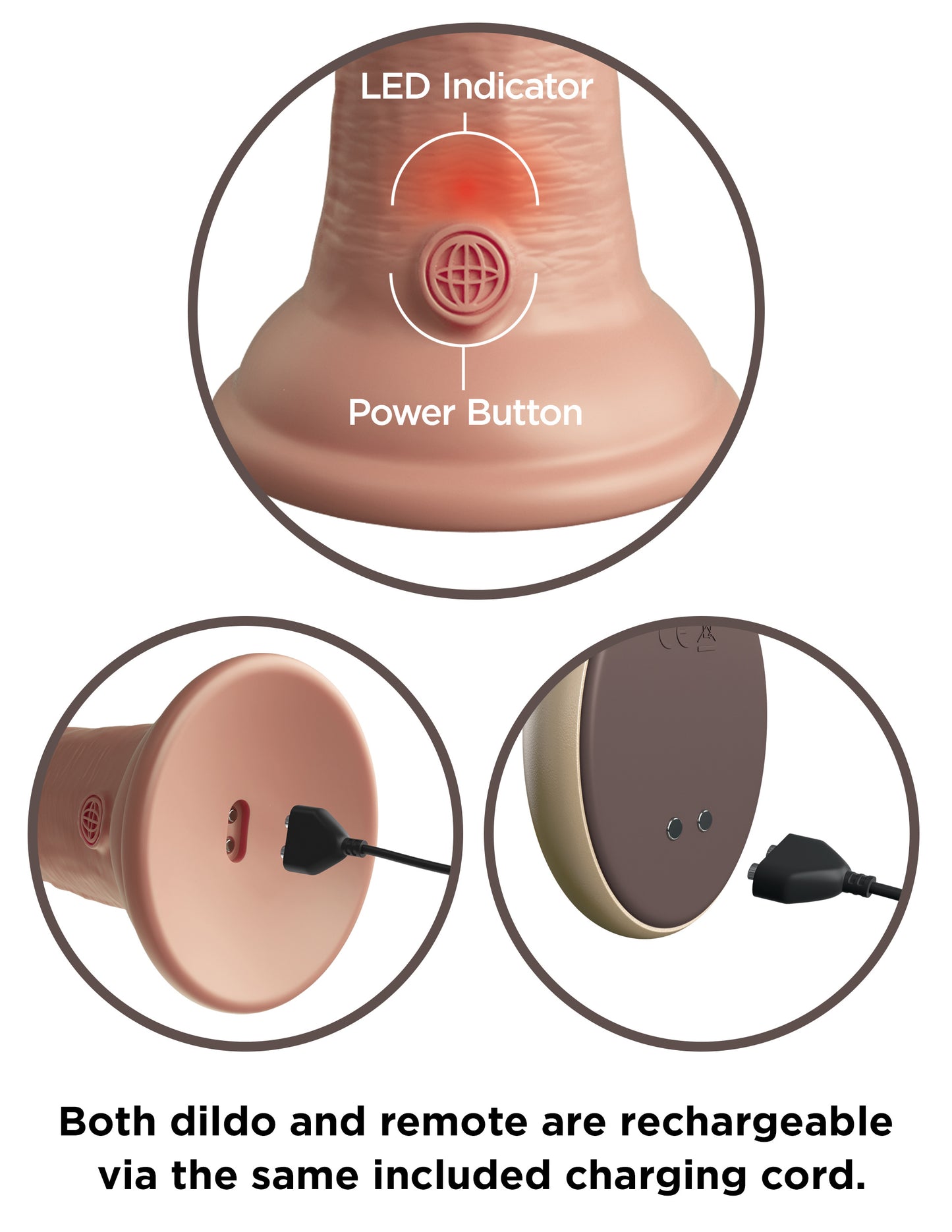 King Cock Elite 9 Inch Vibrating Silicone Dual Density Cock With Remote - Light | 603912769449 | Available at EroticWarehouse.com