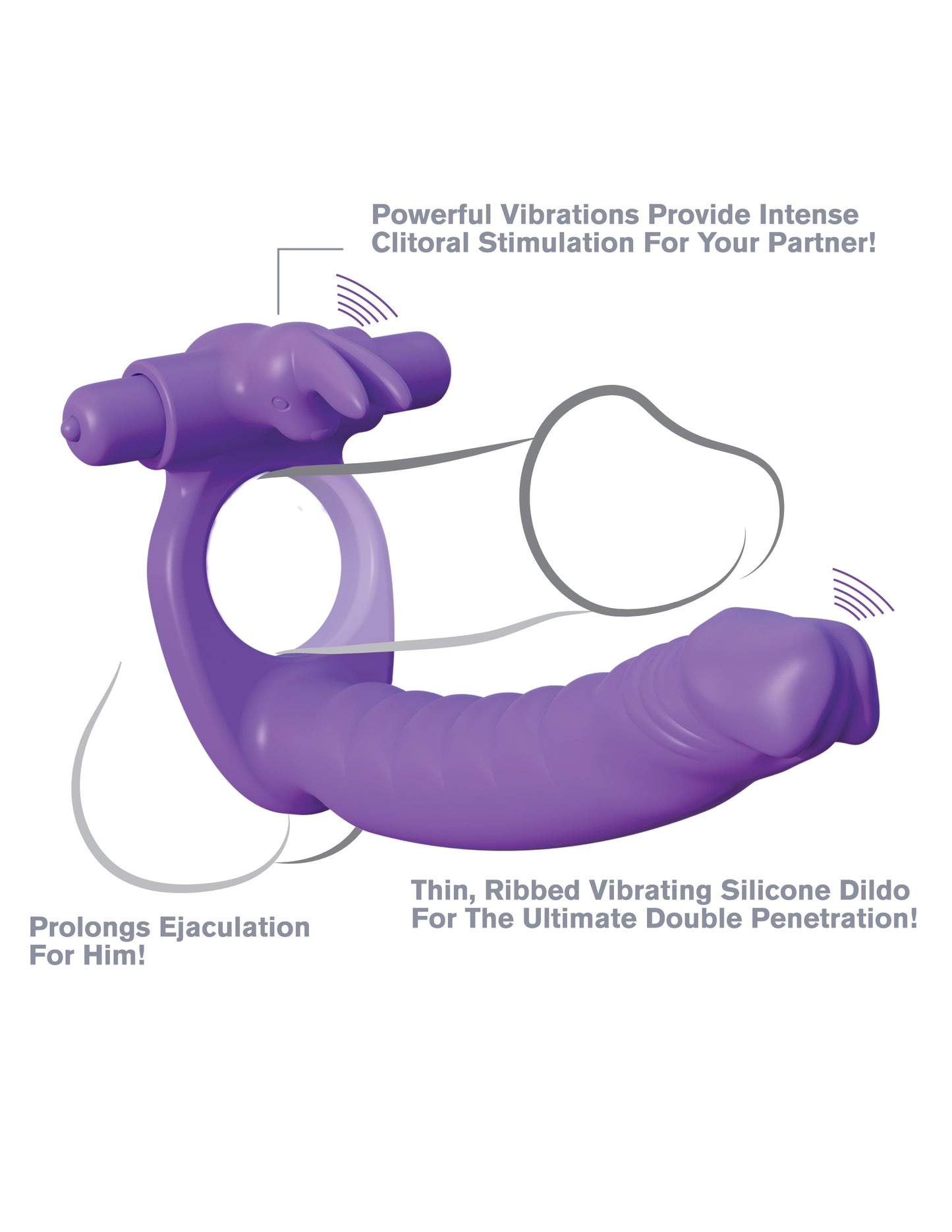 Fantasy C-Ringz Silicone Double Penetrator Rabbit - Purple | 603912358285 | Available at EroticWarehouse.com