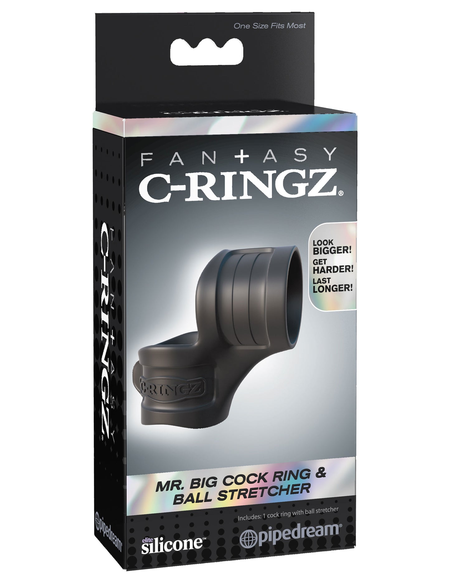 Fantasy C-Ring Mr Big Cock Ring and Ball Stretcher - Black | 603912358384 | Available at EroticWarehouse.com