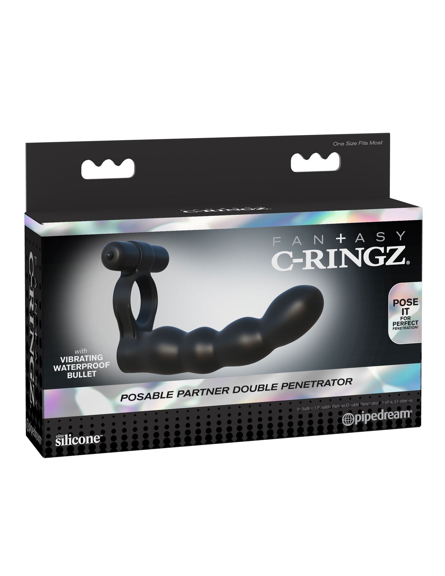 Fantasy C-Ringz Posable Partner Double Penetrator - Black | 603912358803 | Available at EroticWarehouse.com