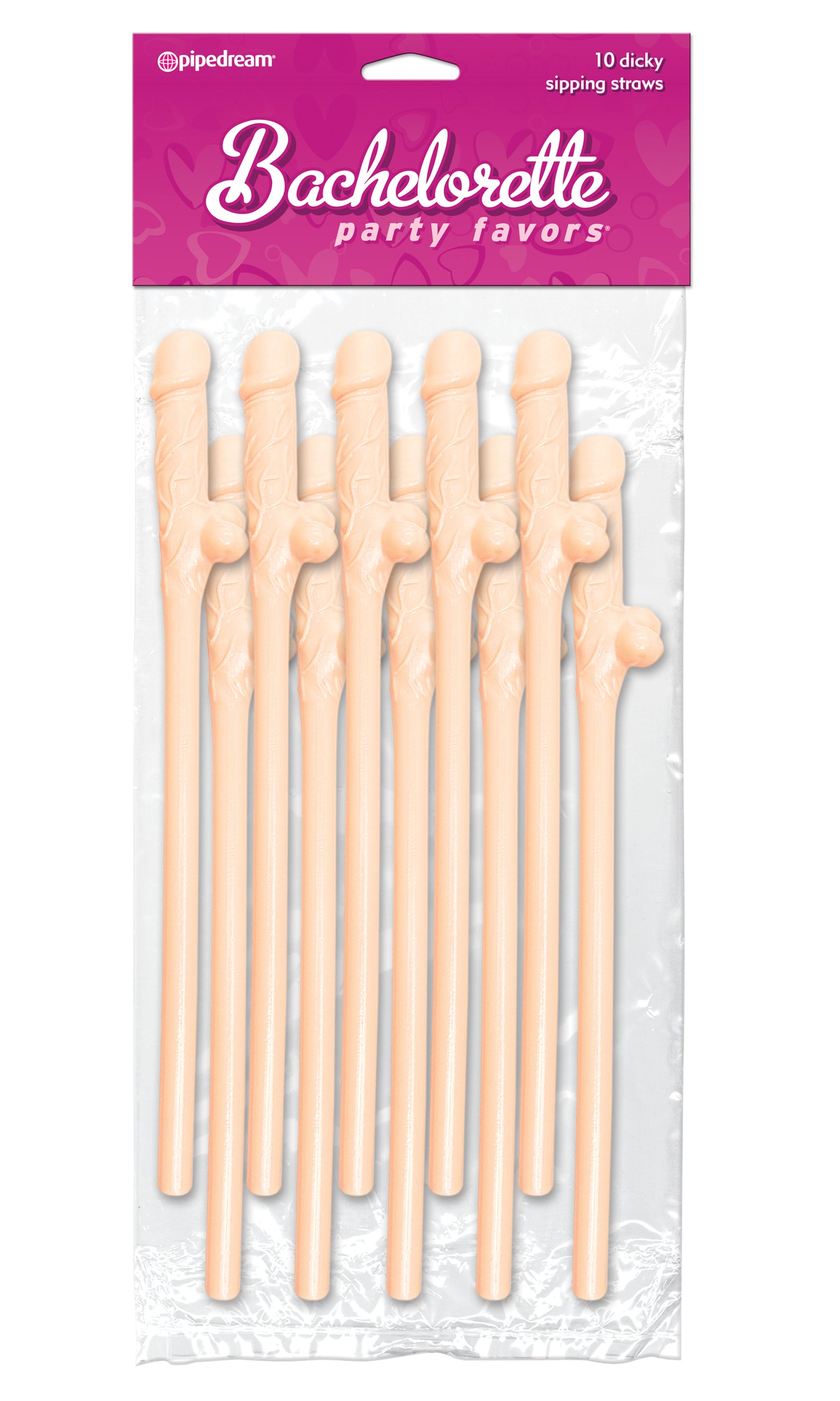 Bachelorette Party Favors - Dicky Sipping Straws - Light - 10 Piece | 603912116410 | Available at EroticWarehouse.com