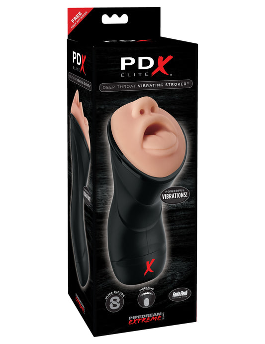 PDX Elite Deep Throat Vibrating Mouth Style Stroker | 603912744415 | Available at EroticWarehouse.com