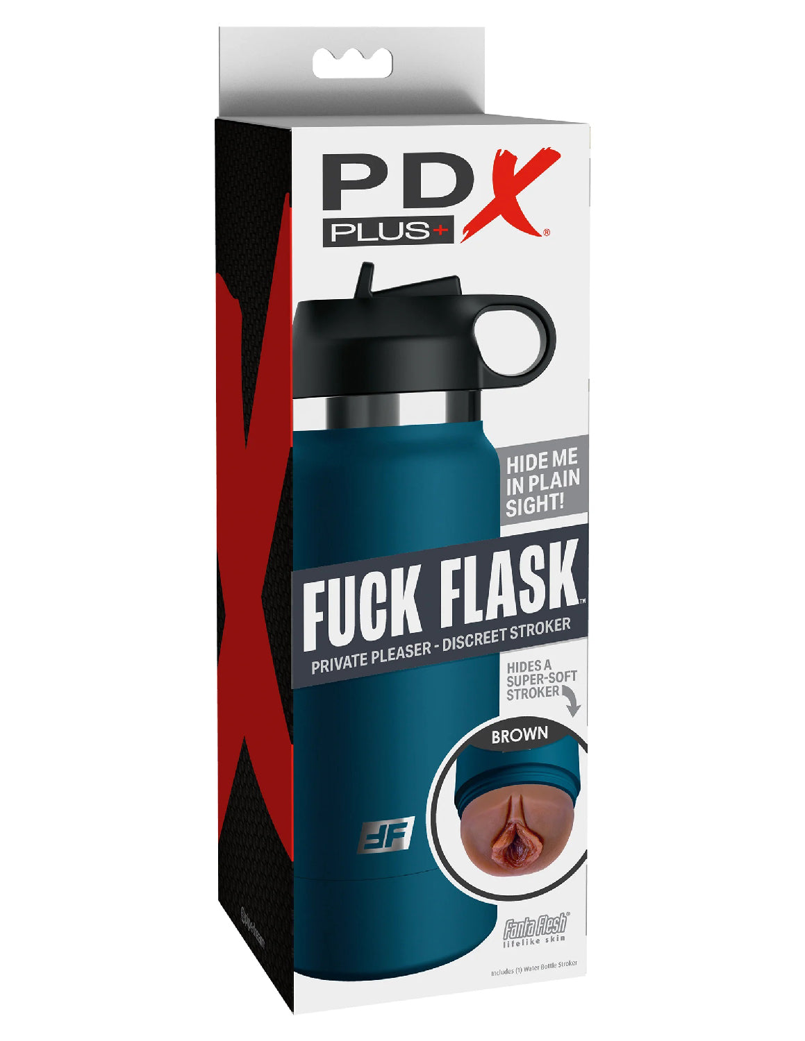 Fuck Flask - Private Pleaser - Blue Bottle - Brown - Pussy Style Stroker | 603912775419 | Available at EroticWarehouse.com