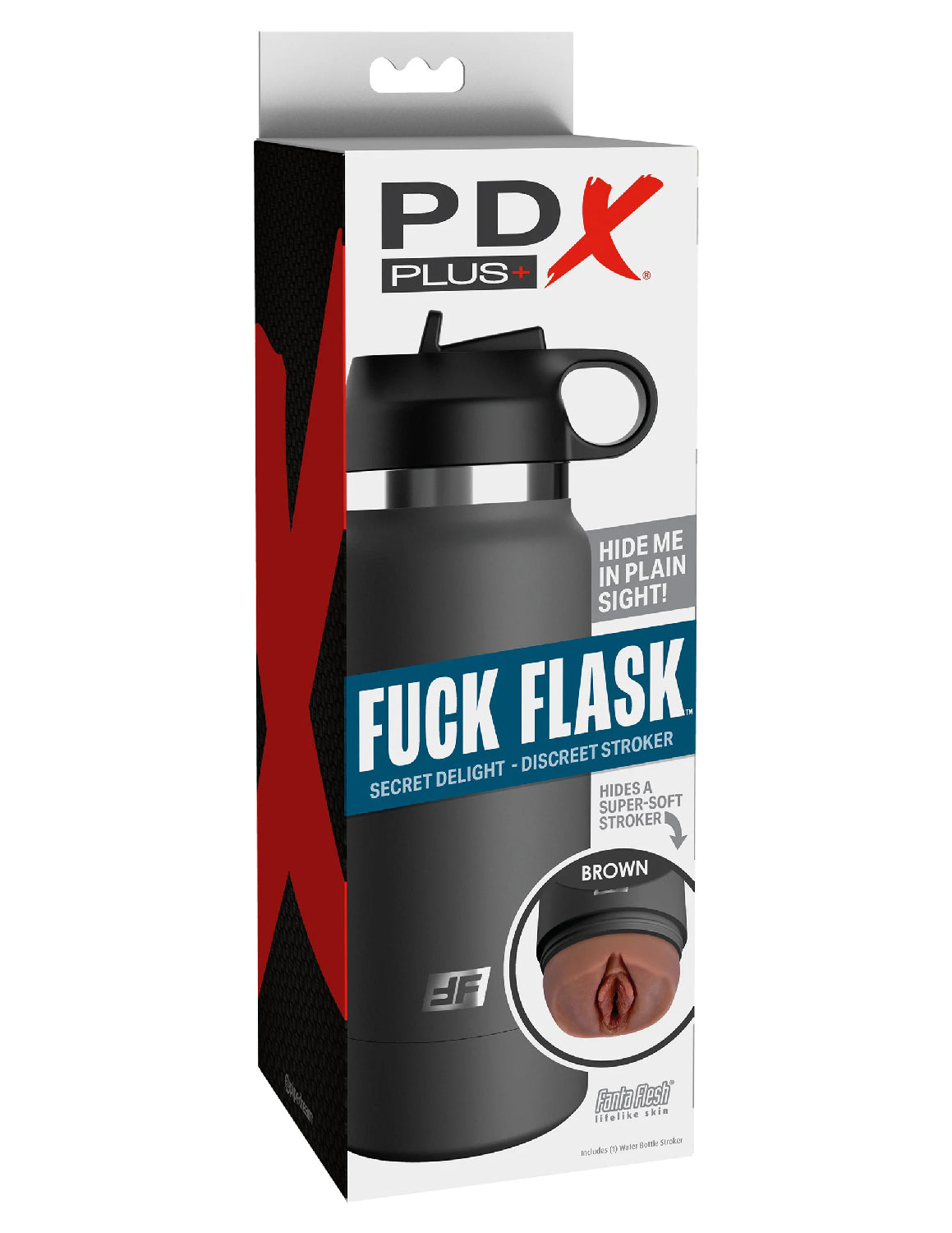 Fuck Flask - Secret Delight - Grey Bottle - Brown - Pussy Style Stroker | 603912775303 | Available at EroticWarehouse.com