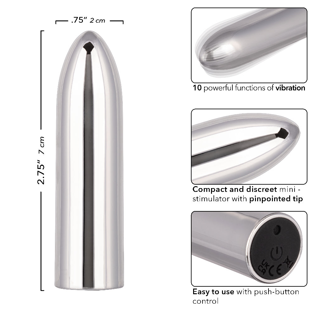 Turbo Buzz Classic Mini Bullet - Silver | 716770107374 | Available at EroticWarehouse.com